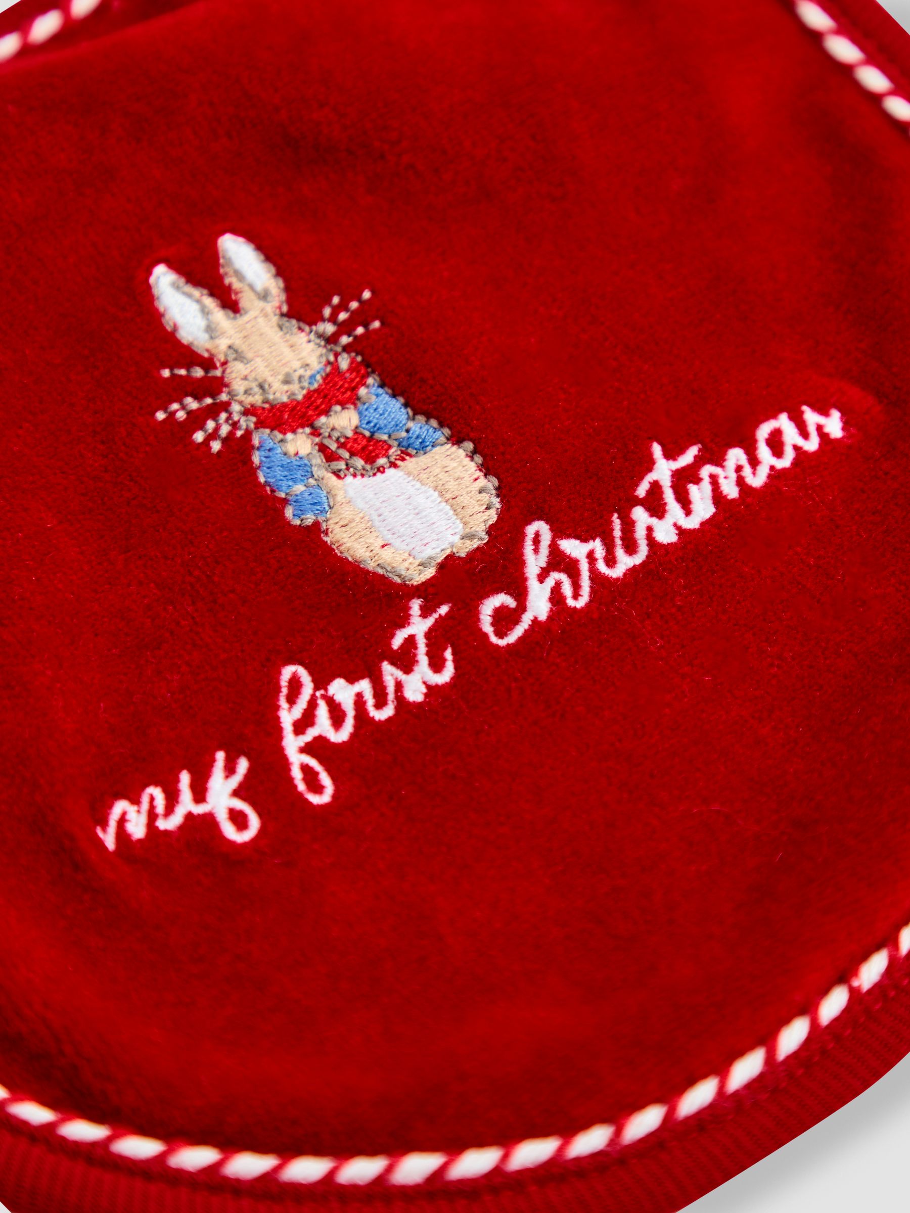 Red My First Christmas Velour Bib - Image 3 of 3