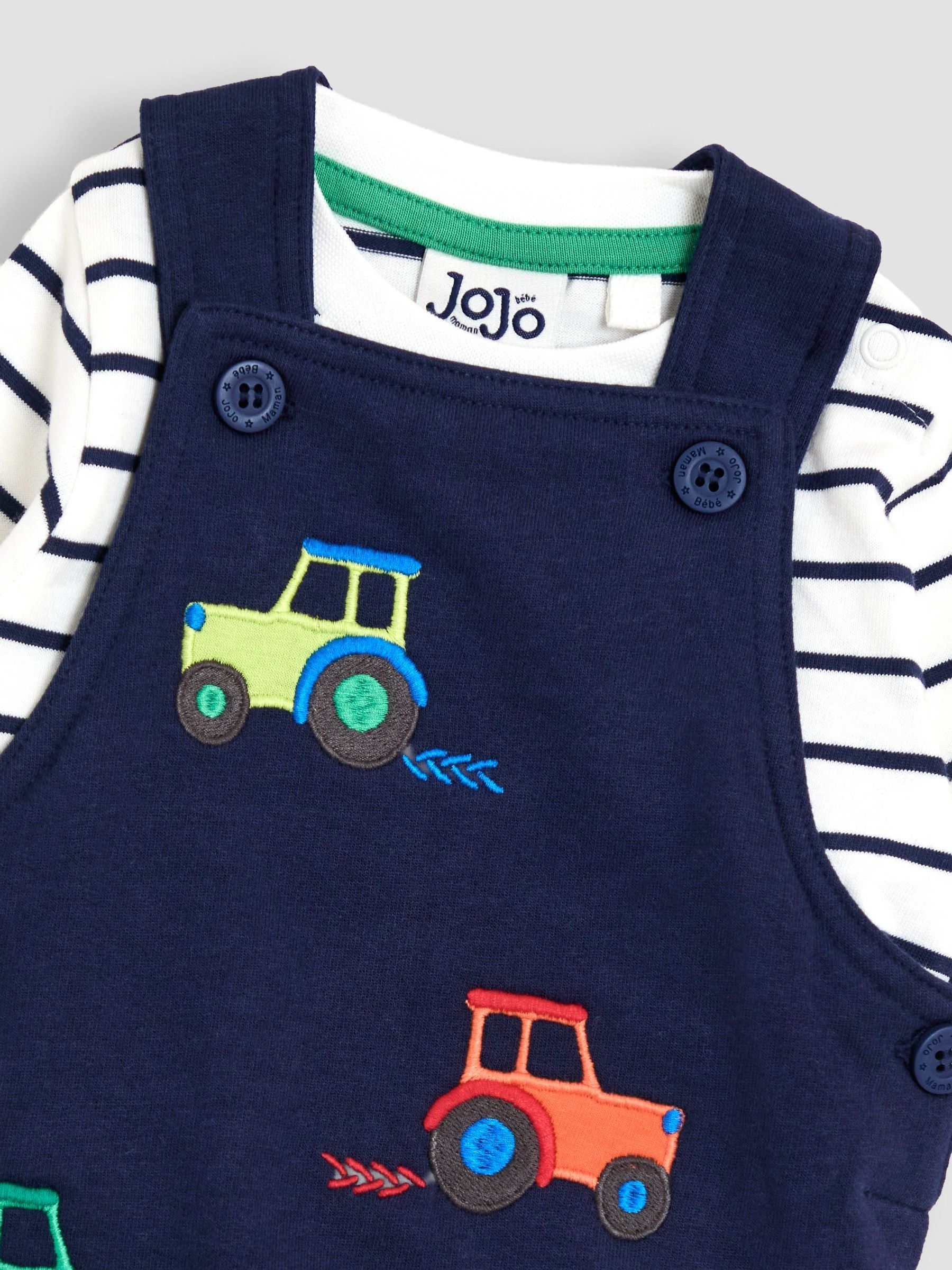 Light Blue 2-Piece Appliqué Dungarees & Stripe Top Set - Image 2 of 7