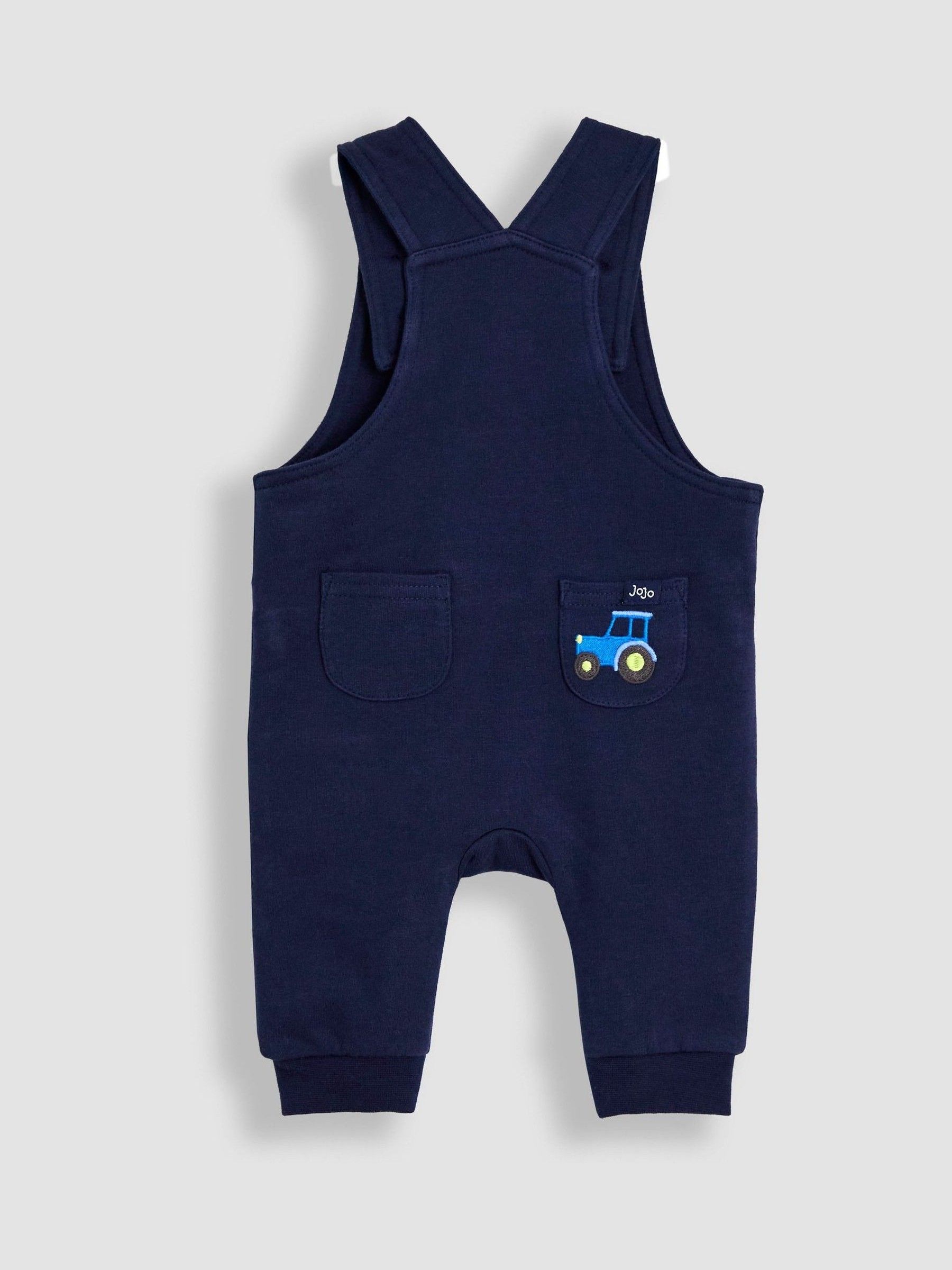 Light Blue 2-Piece Appliqué Dungarees & Stripe Top Set - Image 6 of 7