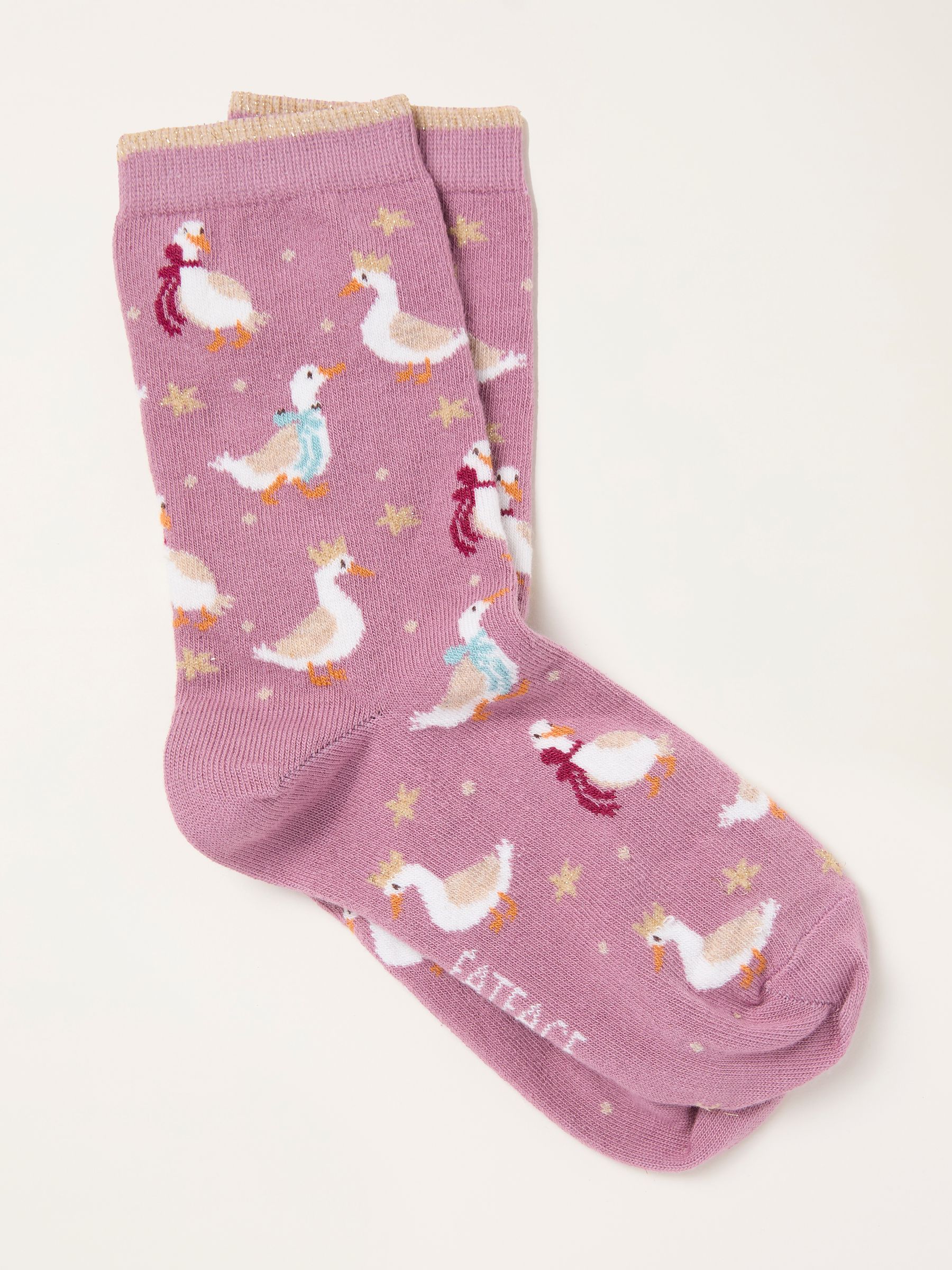 Pink Christmas Geese Socks