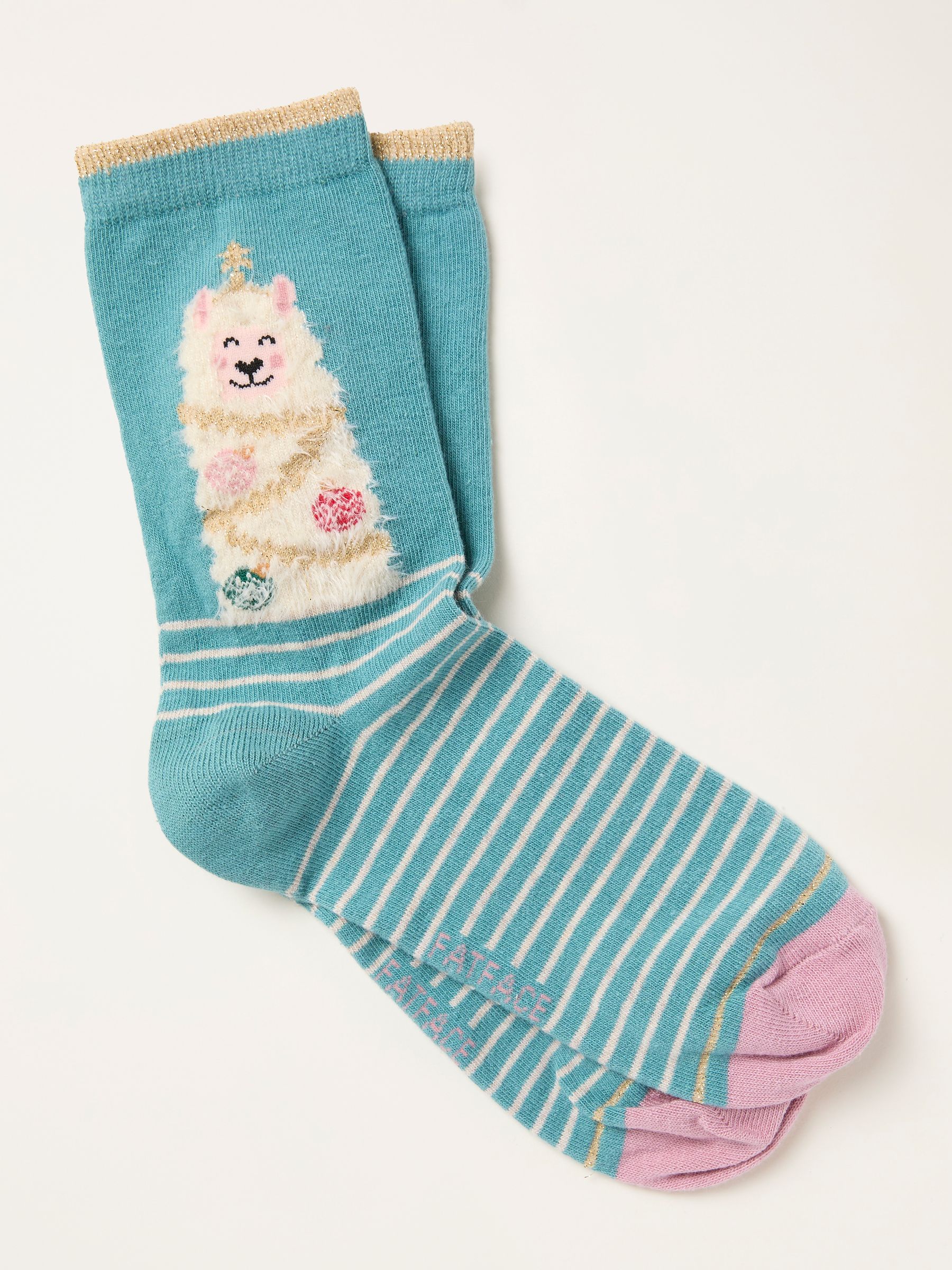 Teal Blue Llama Tree Socks - Image 1 of 2