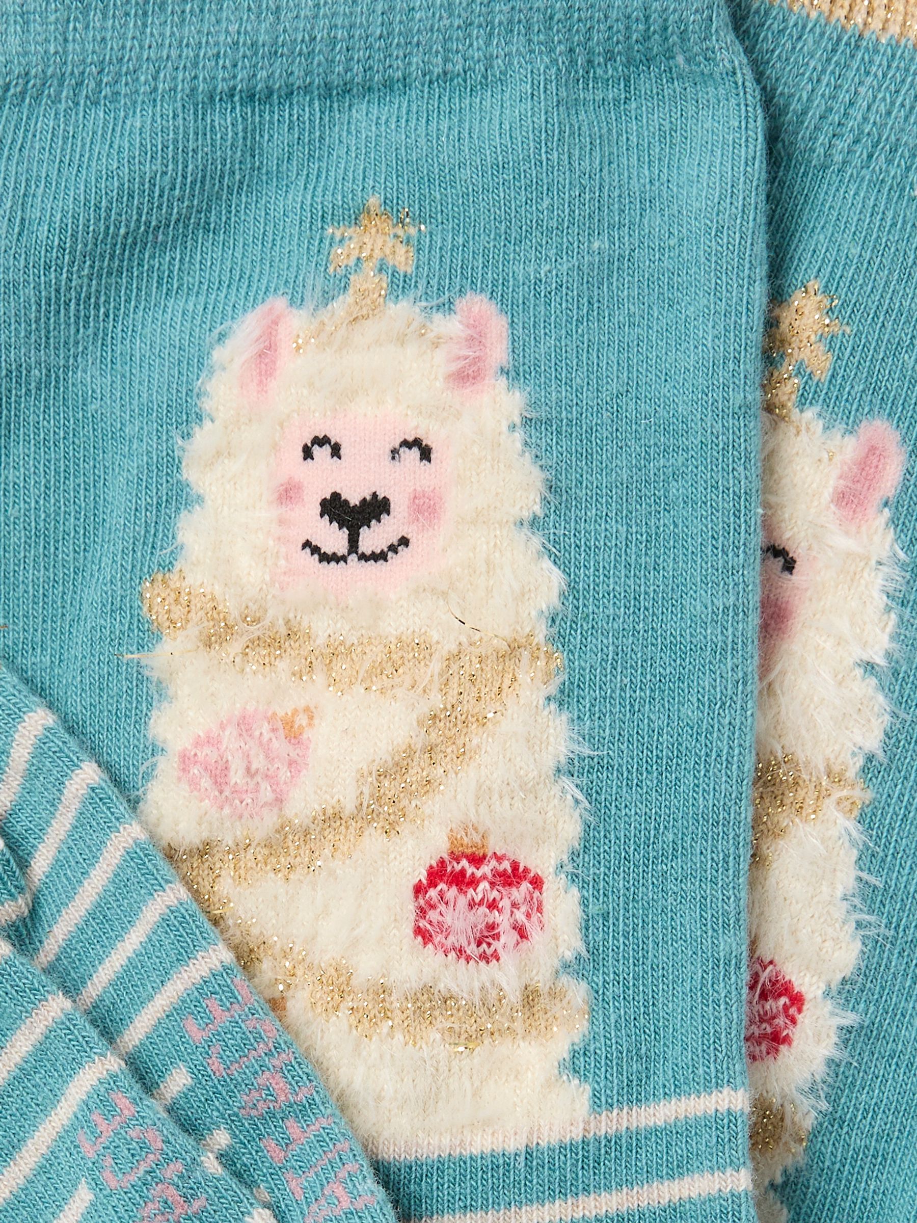 Teal Blue Llama Tree Socks - Image 2 of 2