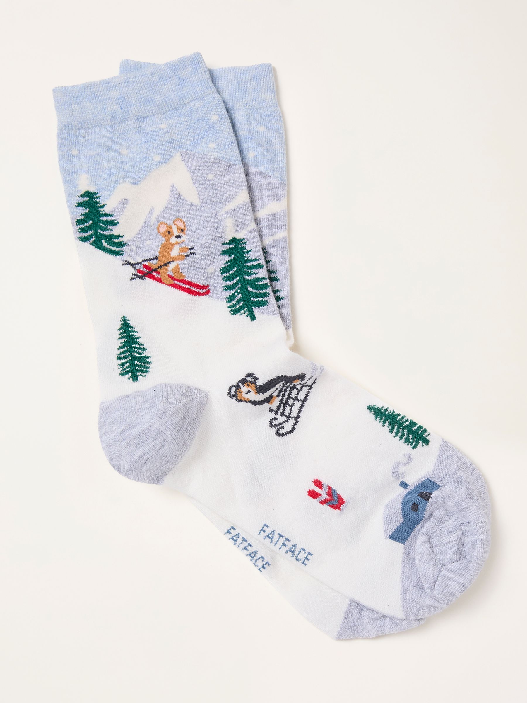 Grey Skiing Dogs Socks - Image 1 of 2