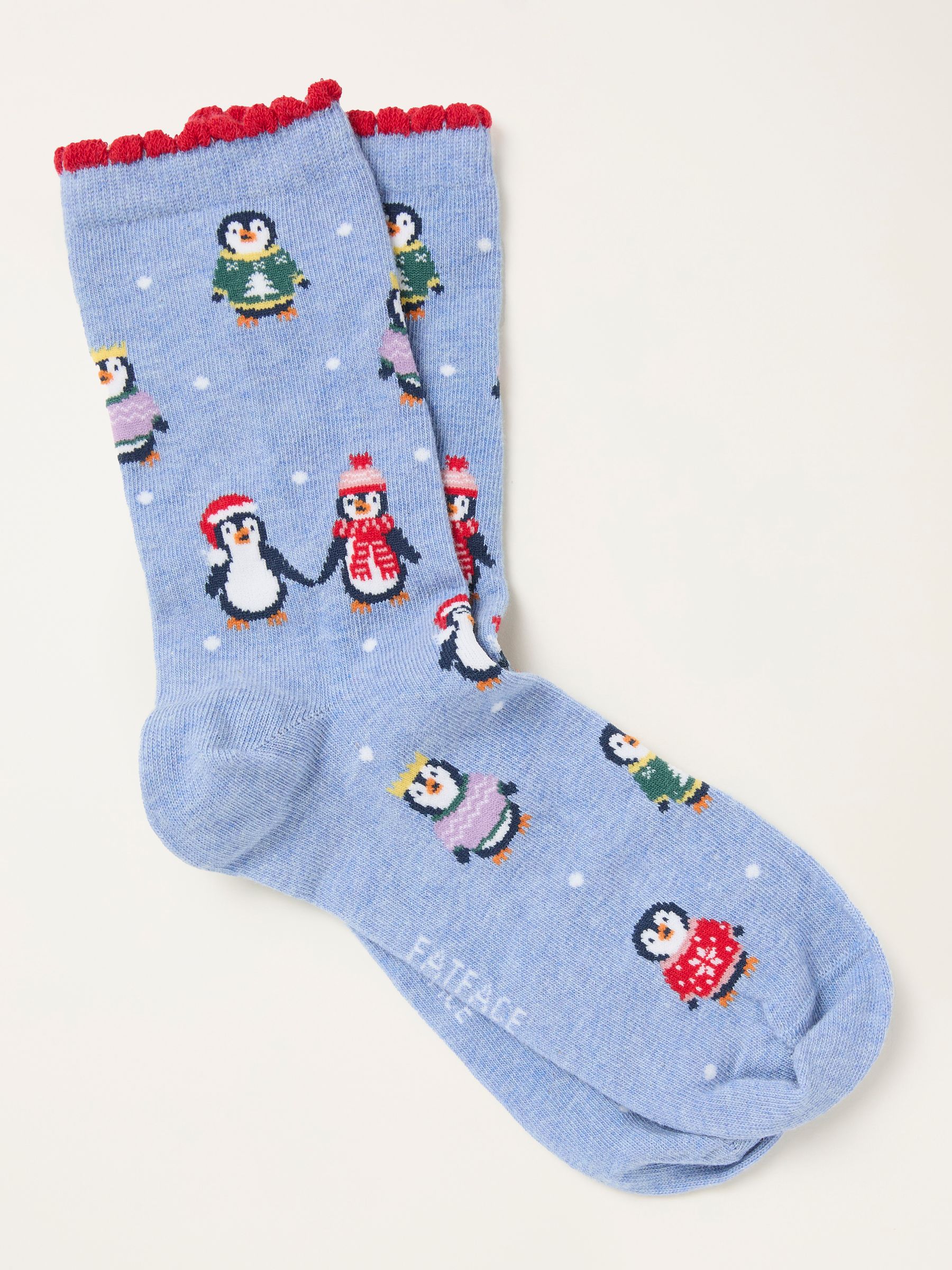 Blue Christmas Penguin Socks - Image 1 of 2