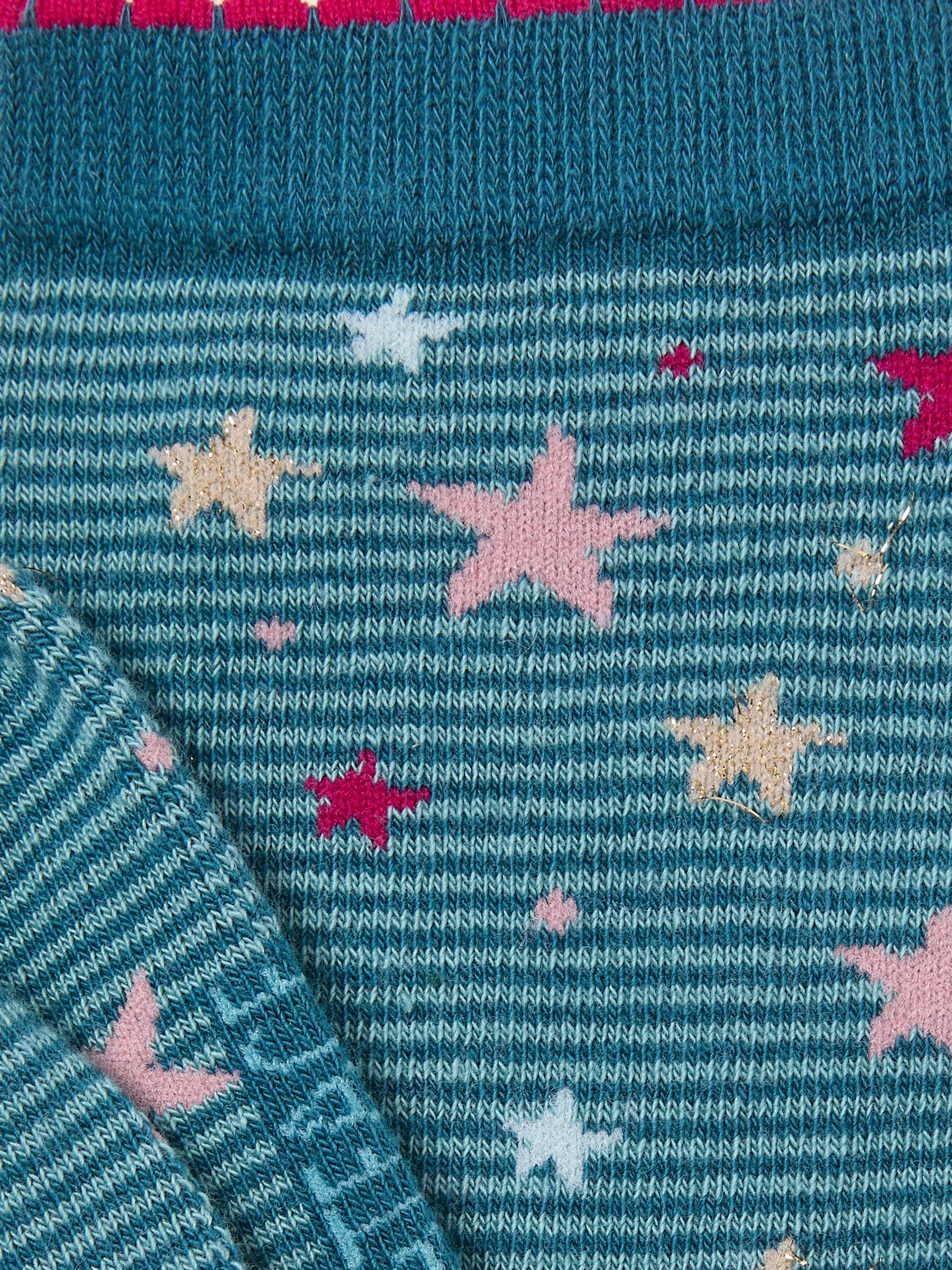 Teal Blue Striped Star Socks - Image 2 of 2