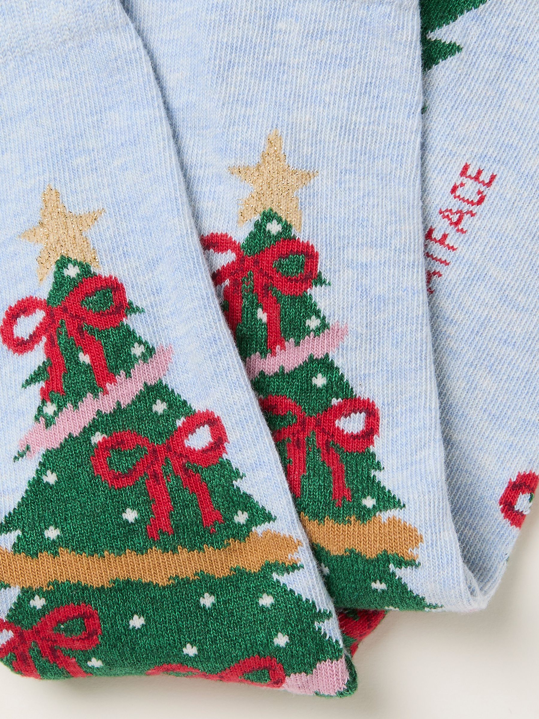 Light Blue Bow Christmas Tree Socks - Image 2 of 2