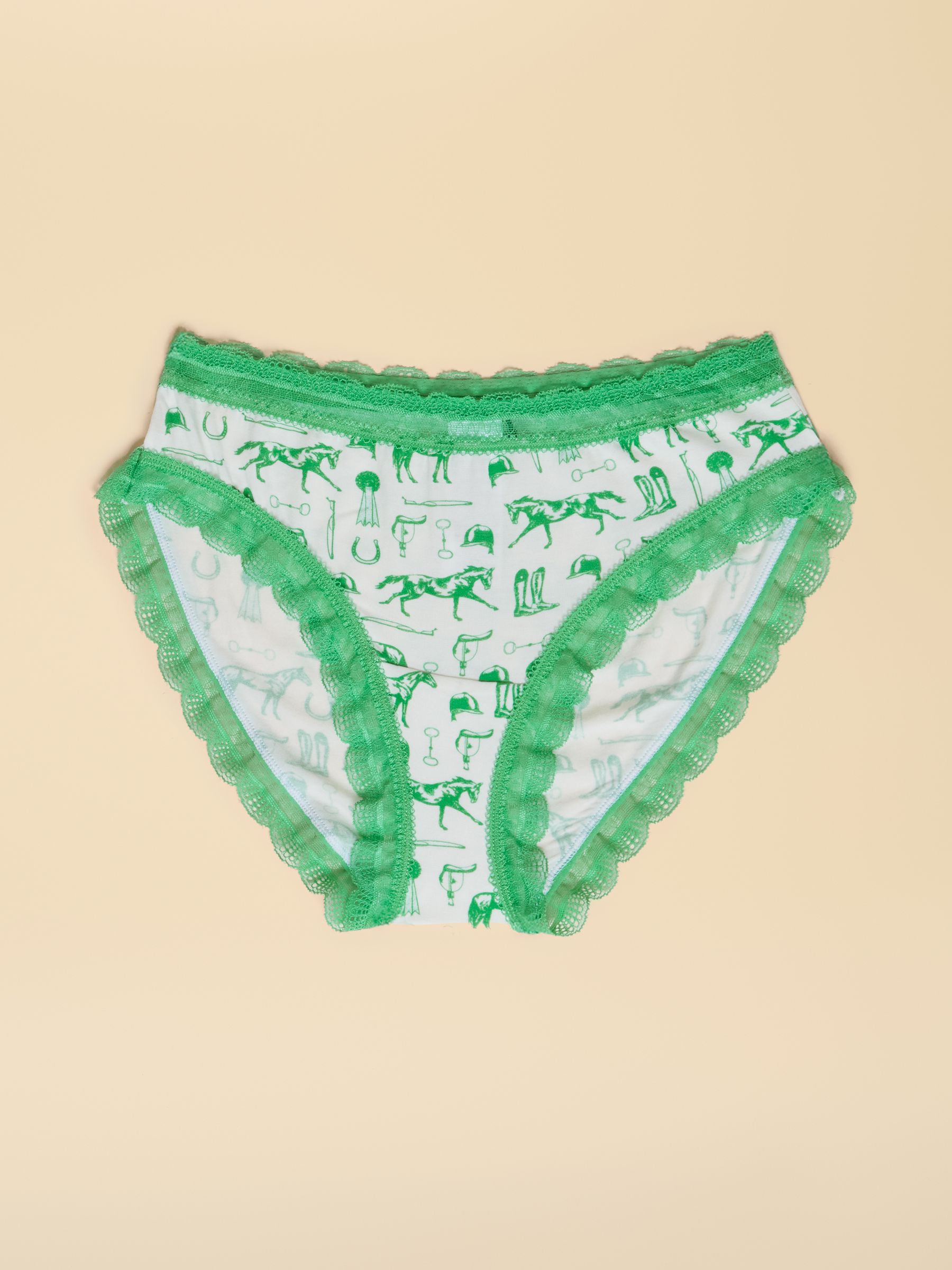 White & Green Equestrian Knickers - Image 1 of 3
