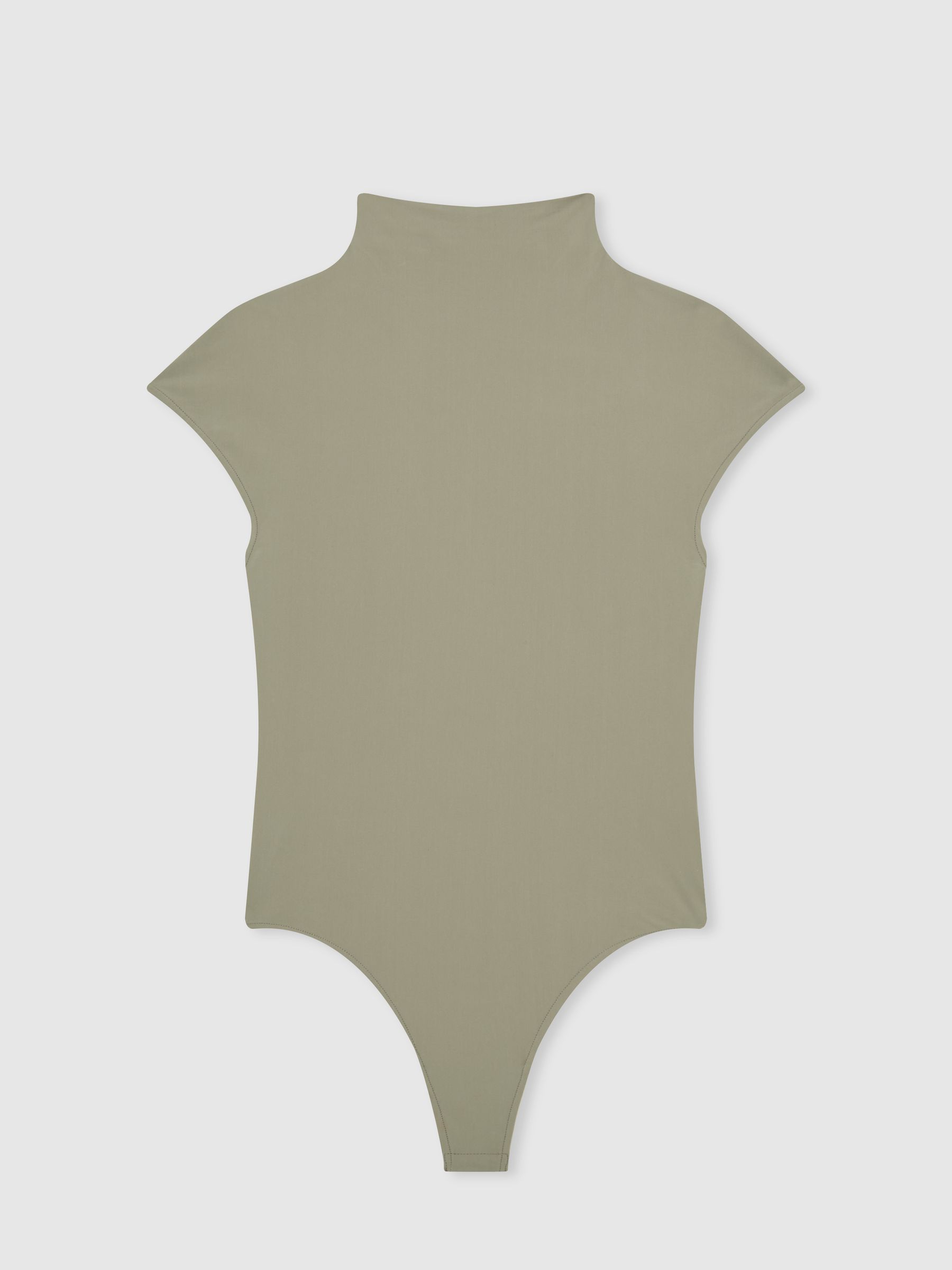 High-Neck Jersey Bodysuit in Sage Green - Image 2 of 6