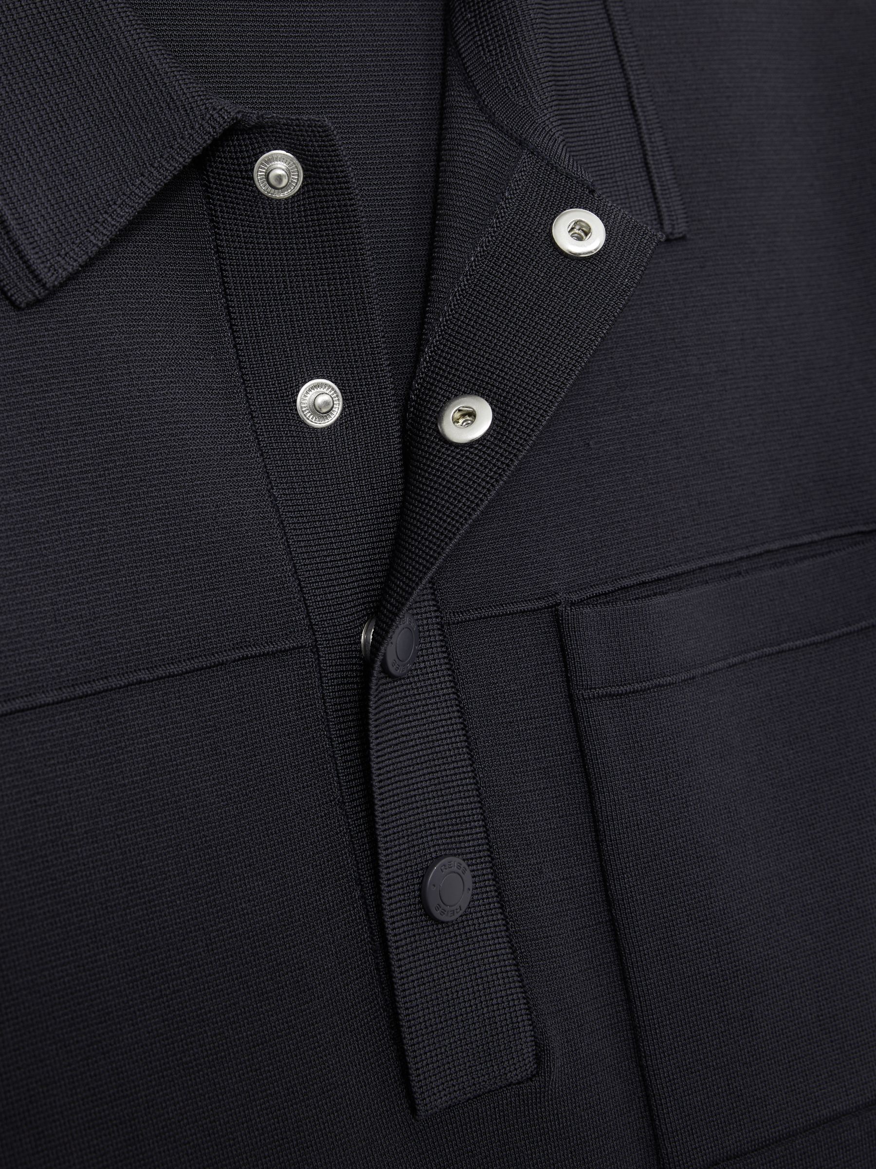 Press-Stud Seam-Detail Polo Shirt in Navy - image 3
