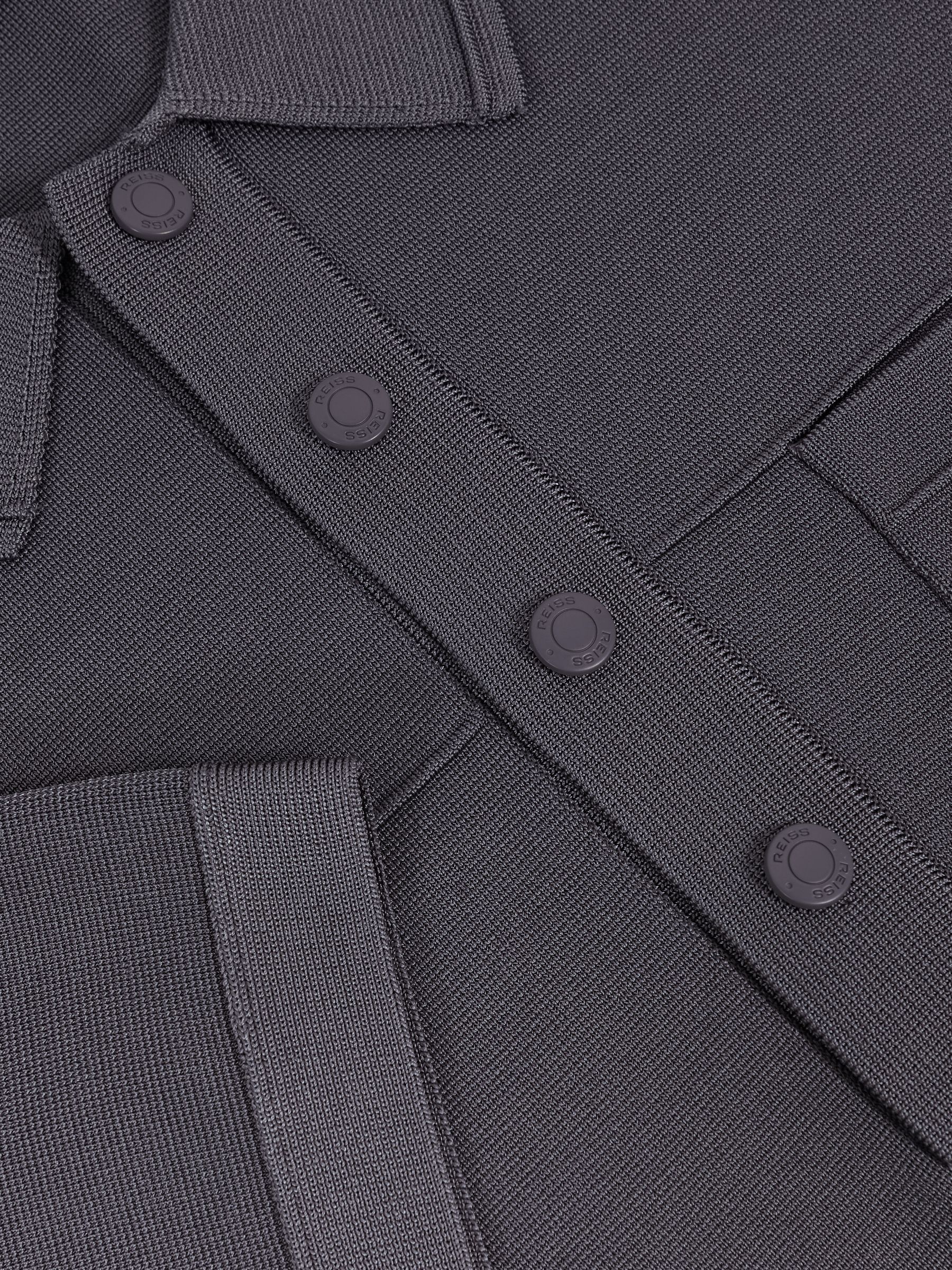 Press-Stud Seam-Detail Polo Shirt in Airforce Blue - Image 6 of 6