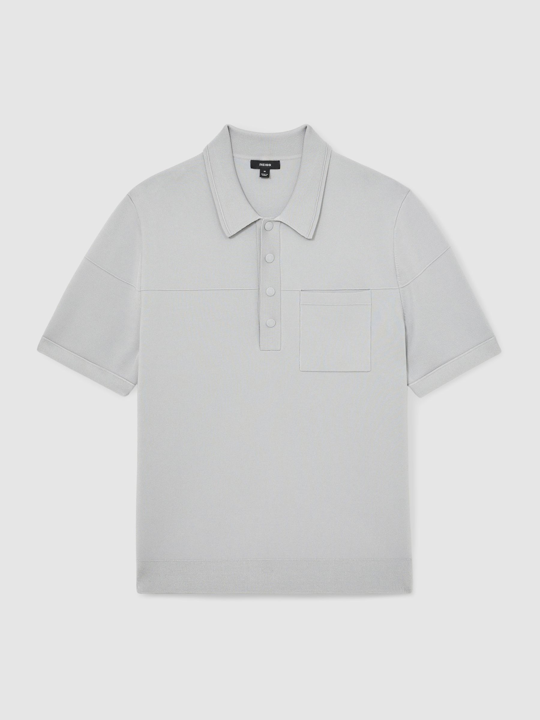 Press-Stud Seam-Detail Polo Shirt in Ice Grey - Image 2 of 5