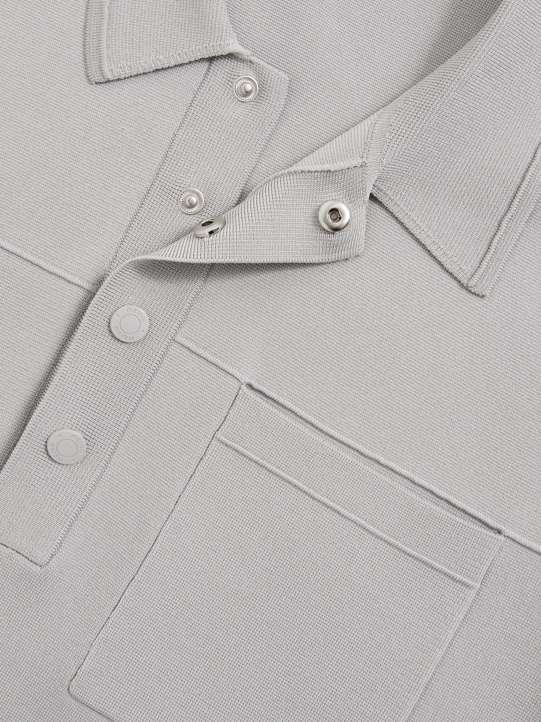 Press-Stud Seam-Detail Polo Shirt in Ice Grey - image 3