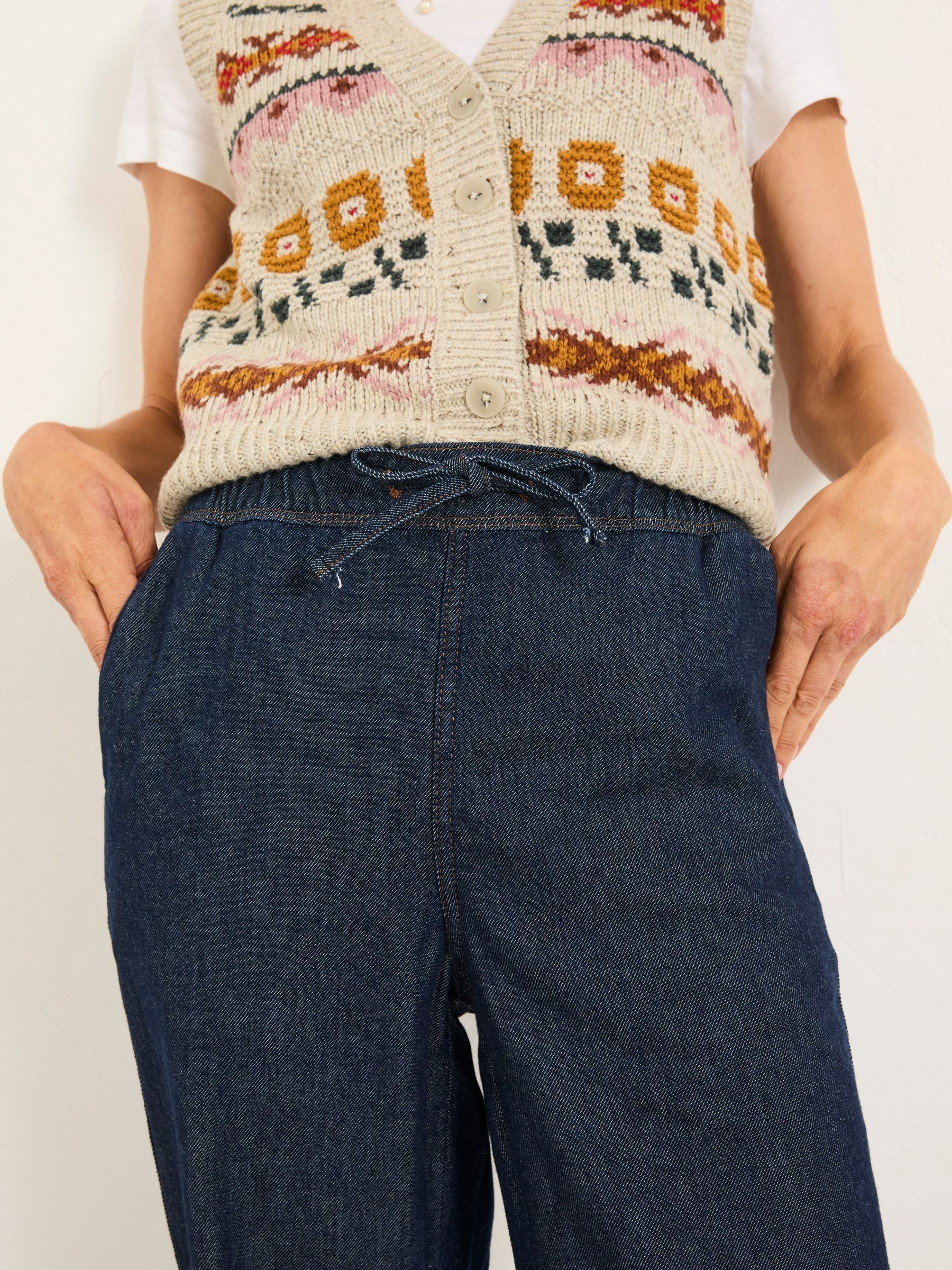 Denim Dark Blue Ashby Straight Leg Drawstring Jeans - Image 3 of 6