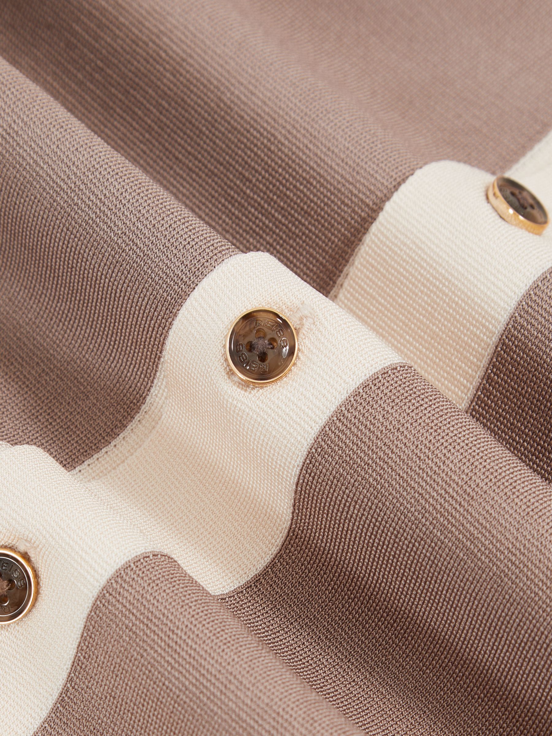 Colour-Block Cuban-Collar Knit Shirt in Taupe Brown/Light Stone - Image 6 of 6