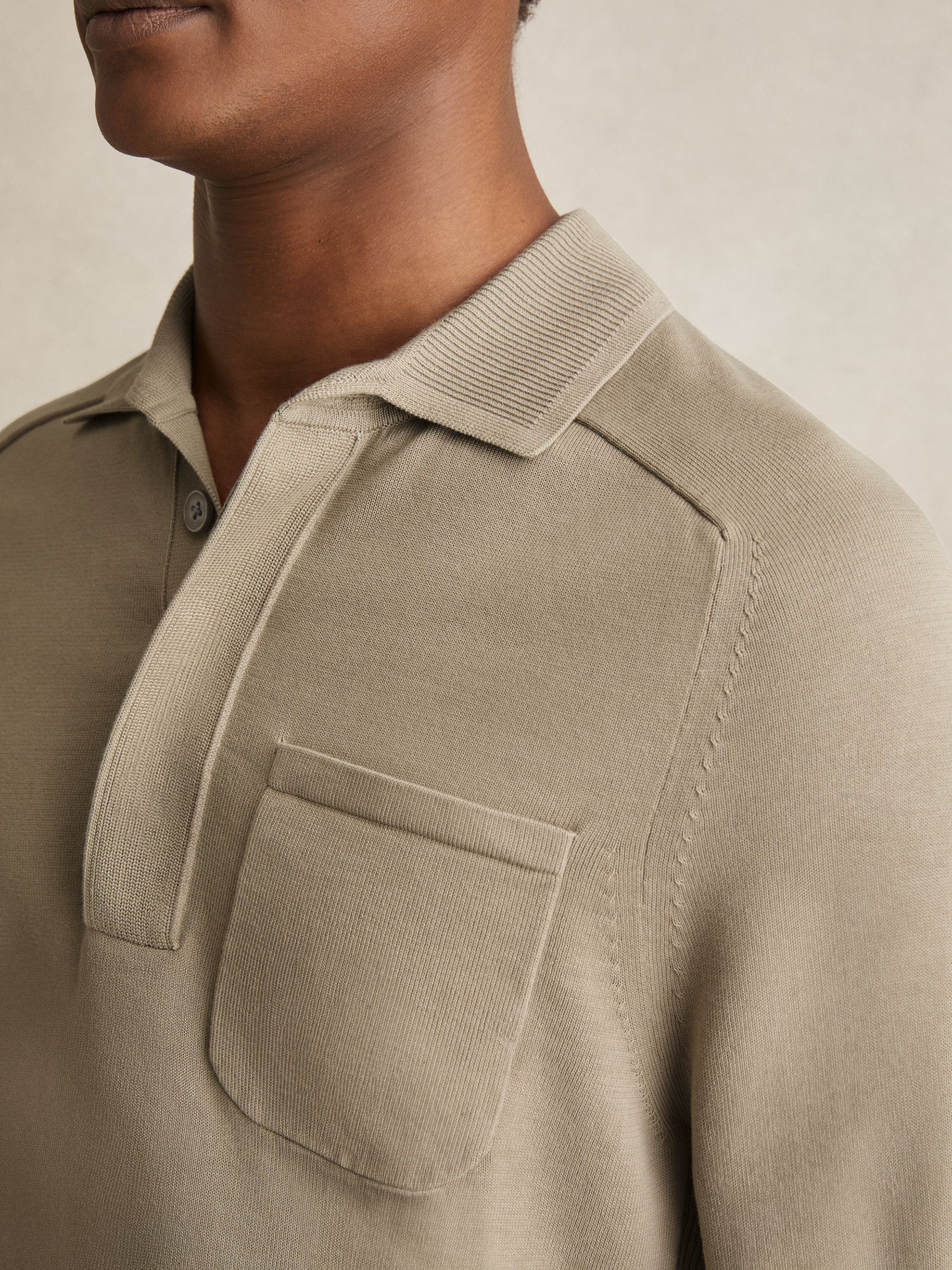 Cotton Concealed-Placket Polo Shirt in Light Sage Green - image 5