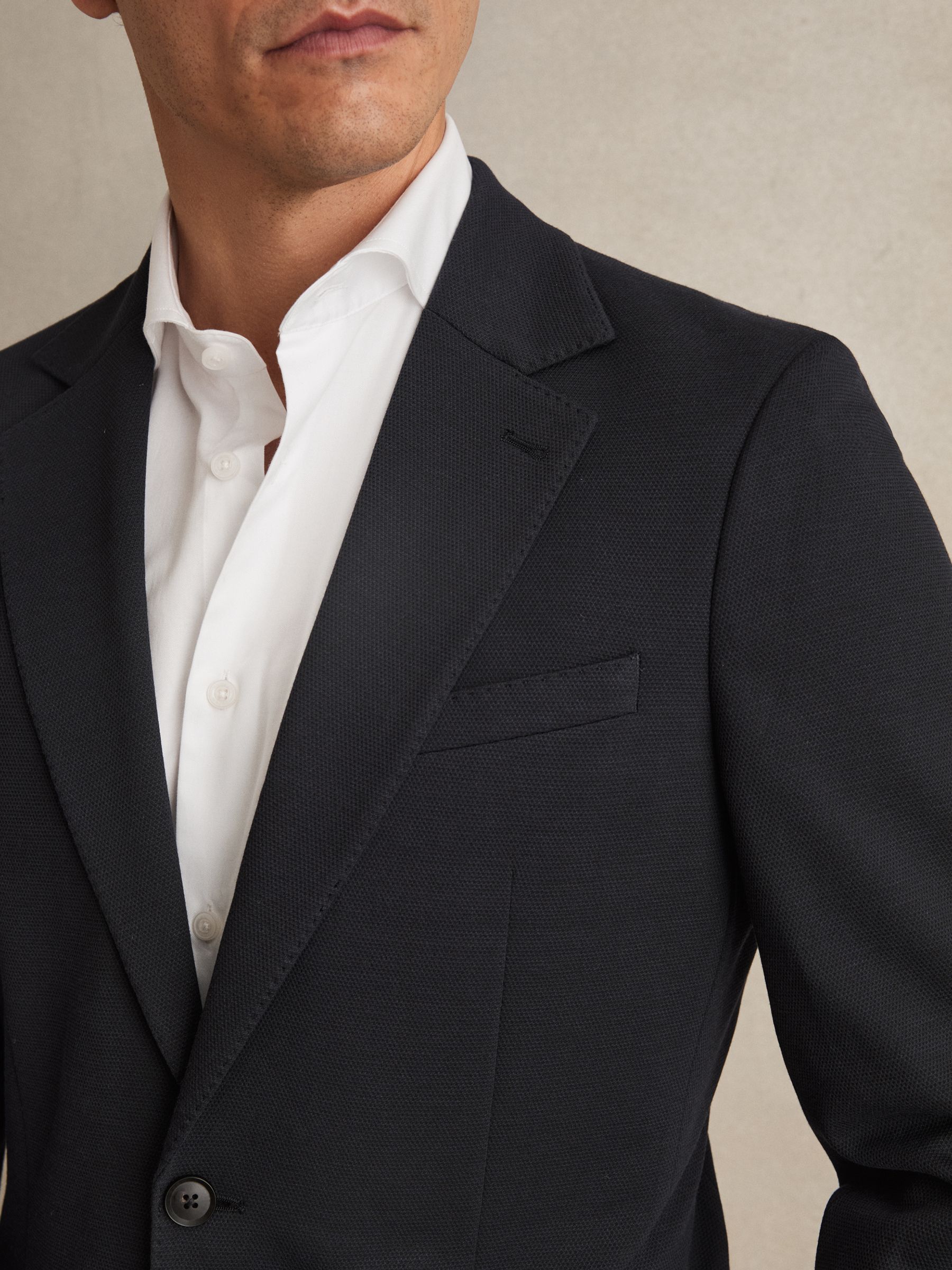 Slim-Fit Single-Breasted Jersey Suit Blazer in Navy - Image 3 of 7