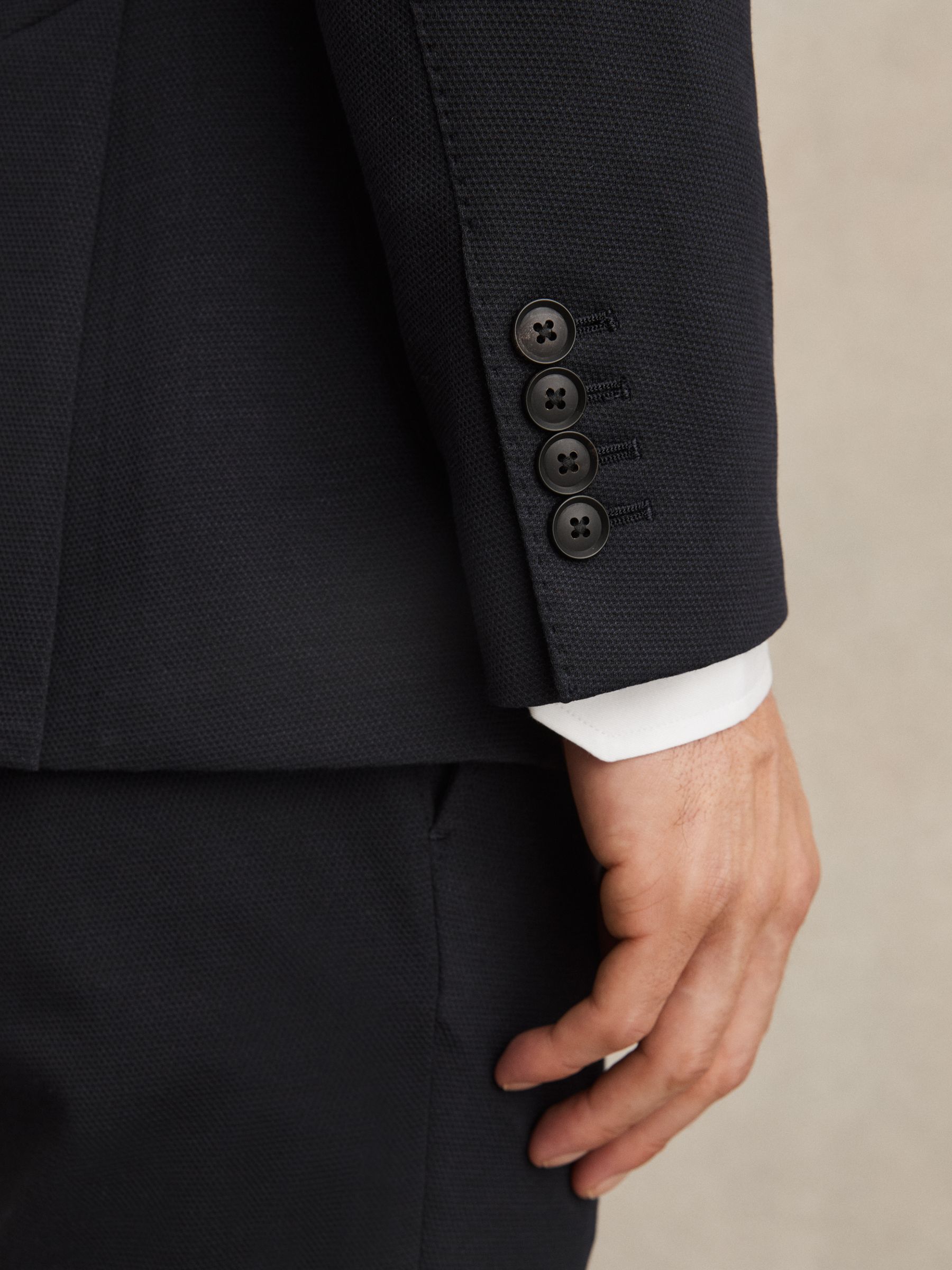 Slim-Fit Single-Breasted Jersey Suit Blazer in Navy - Image 4 of 7