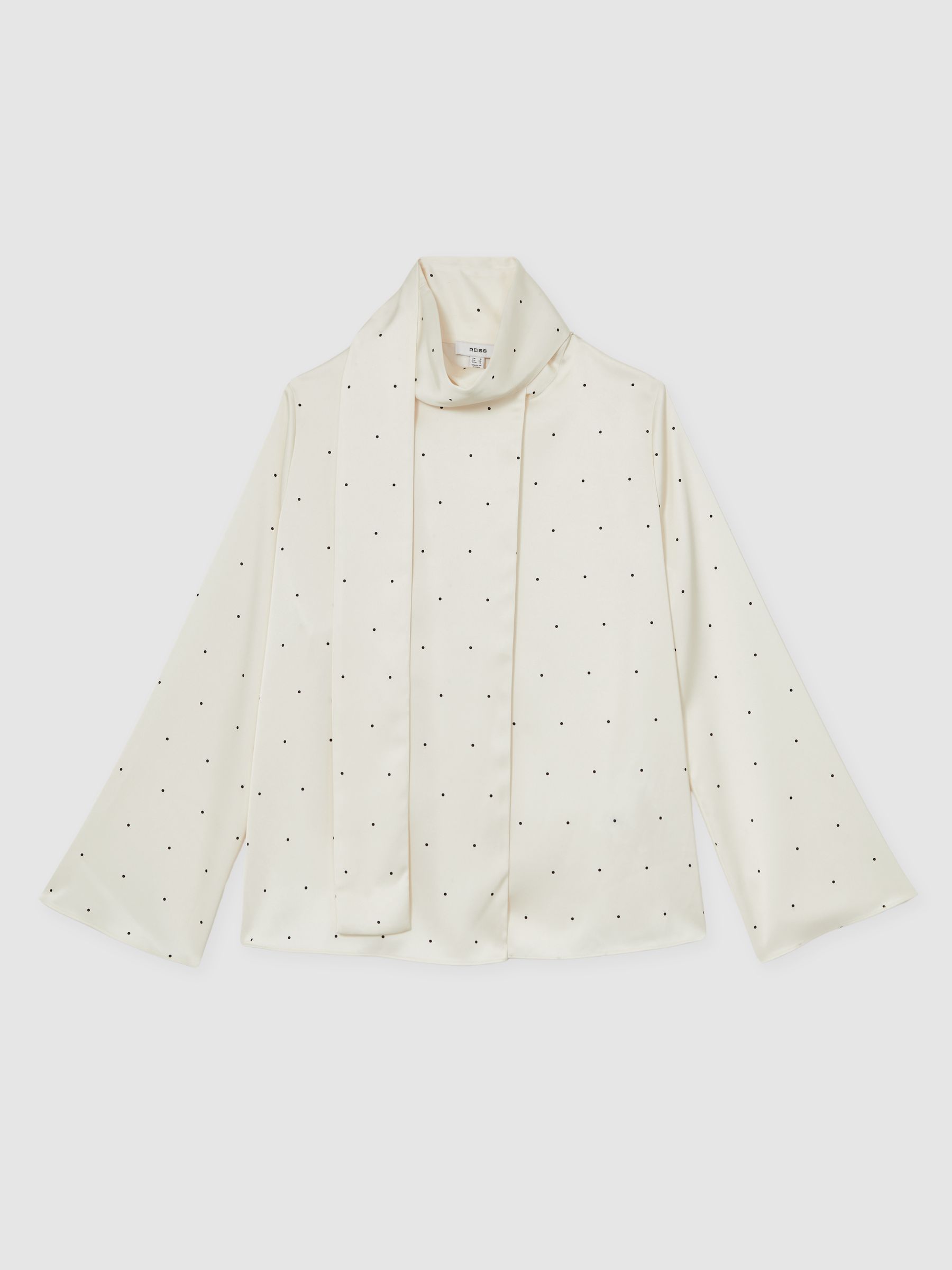 Satin Polka Dot Tie Neck Blouse in Ivory - Image 2 of 8