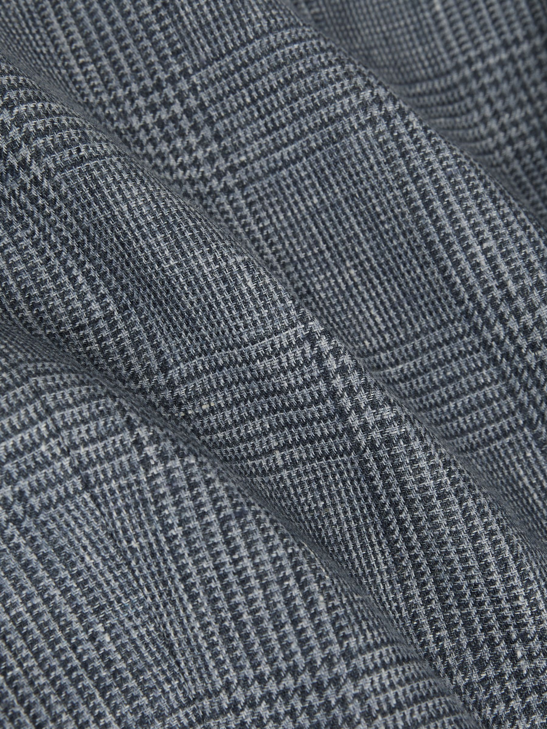 Slim Fit Single Breasted Linen Check Suit Blazer in Soft Blue - Image 9 of 9