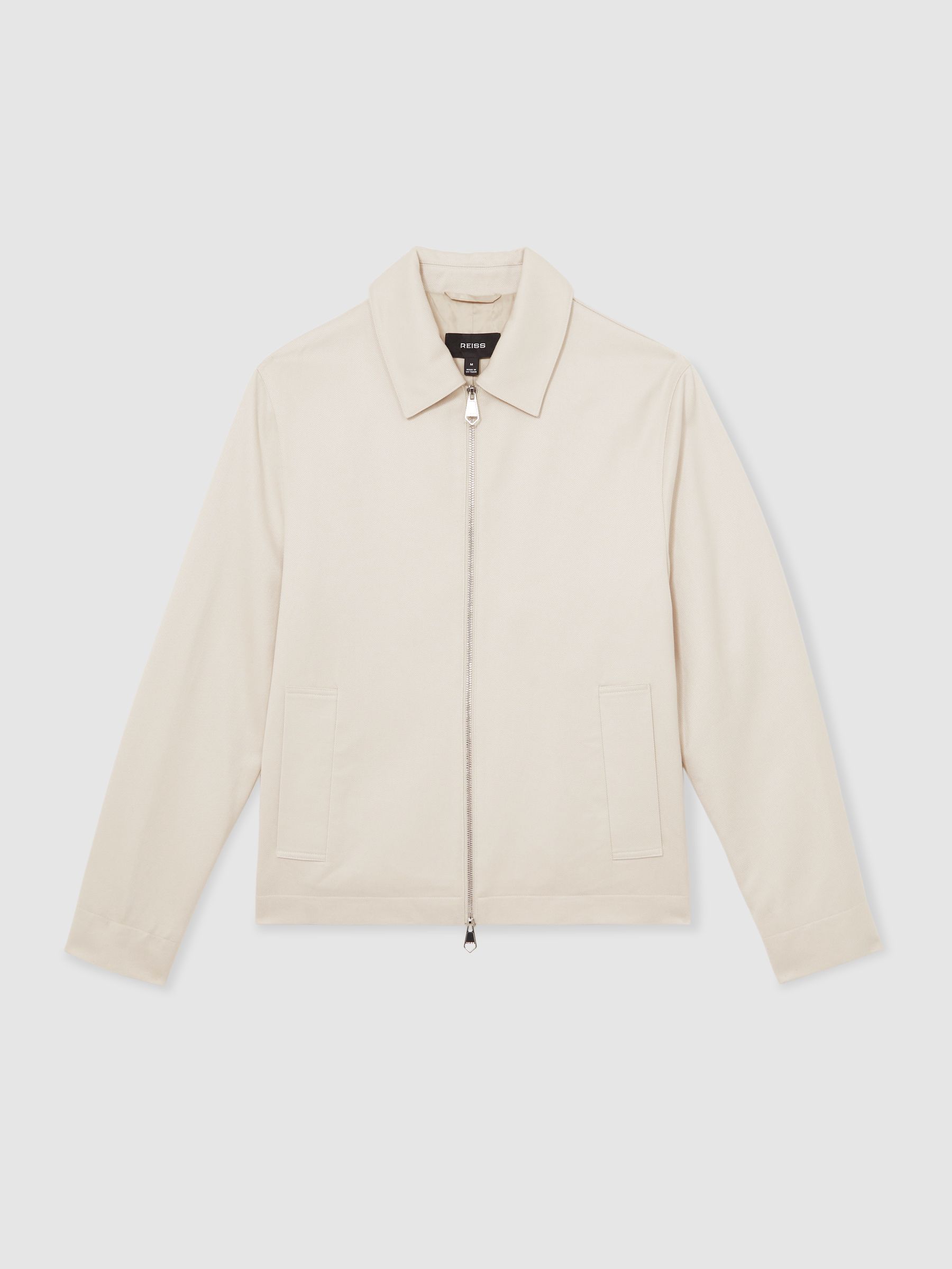 Lyocell-Cotton Zip-Through Twill Jacket in Ecru - Image 2 of 6
