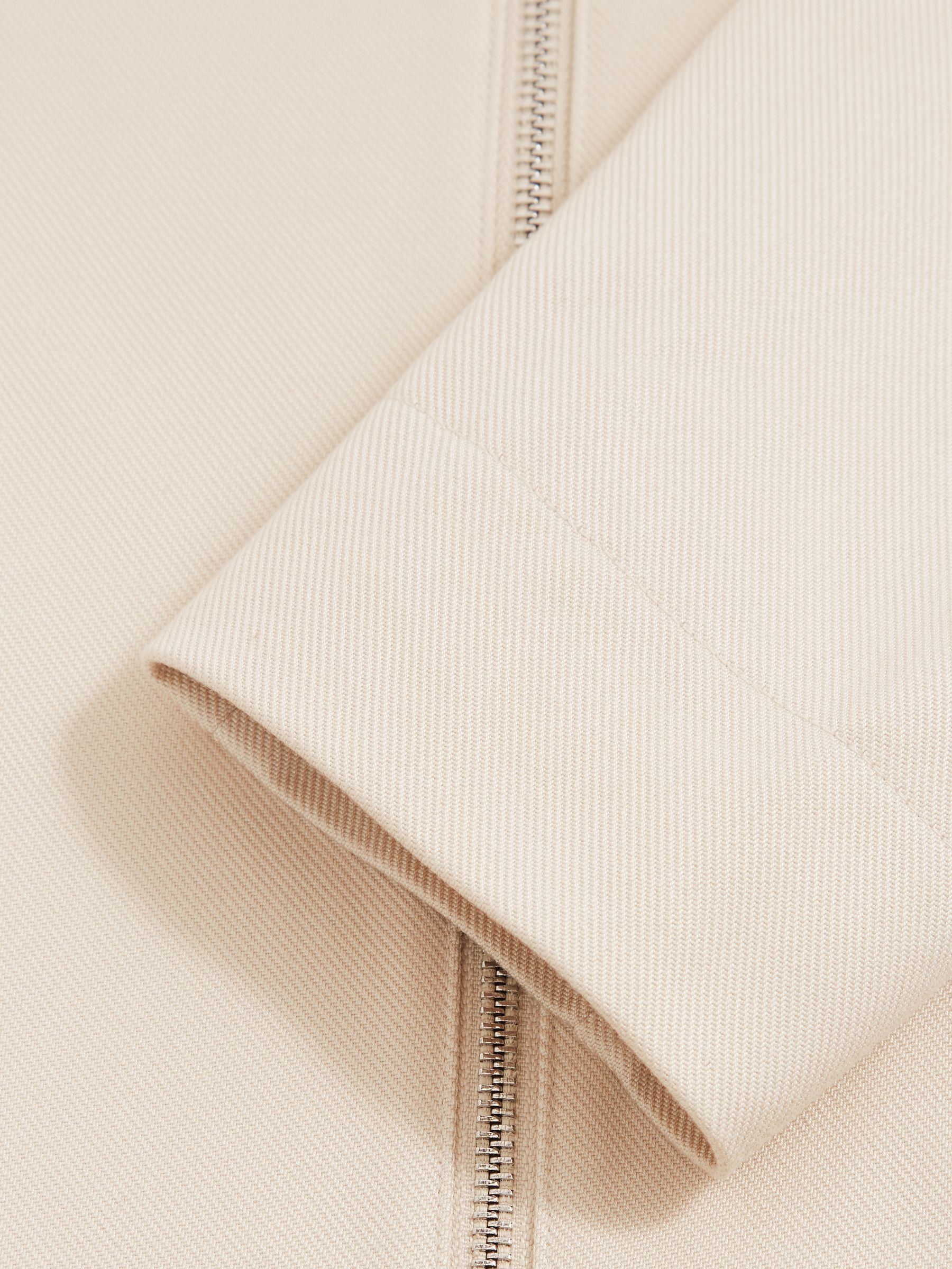 Lyocell-Cotton Zip-Through Twill Jacket in Ecru - Image 6 of 6