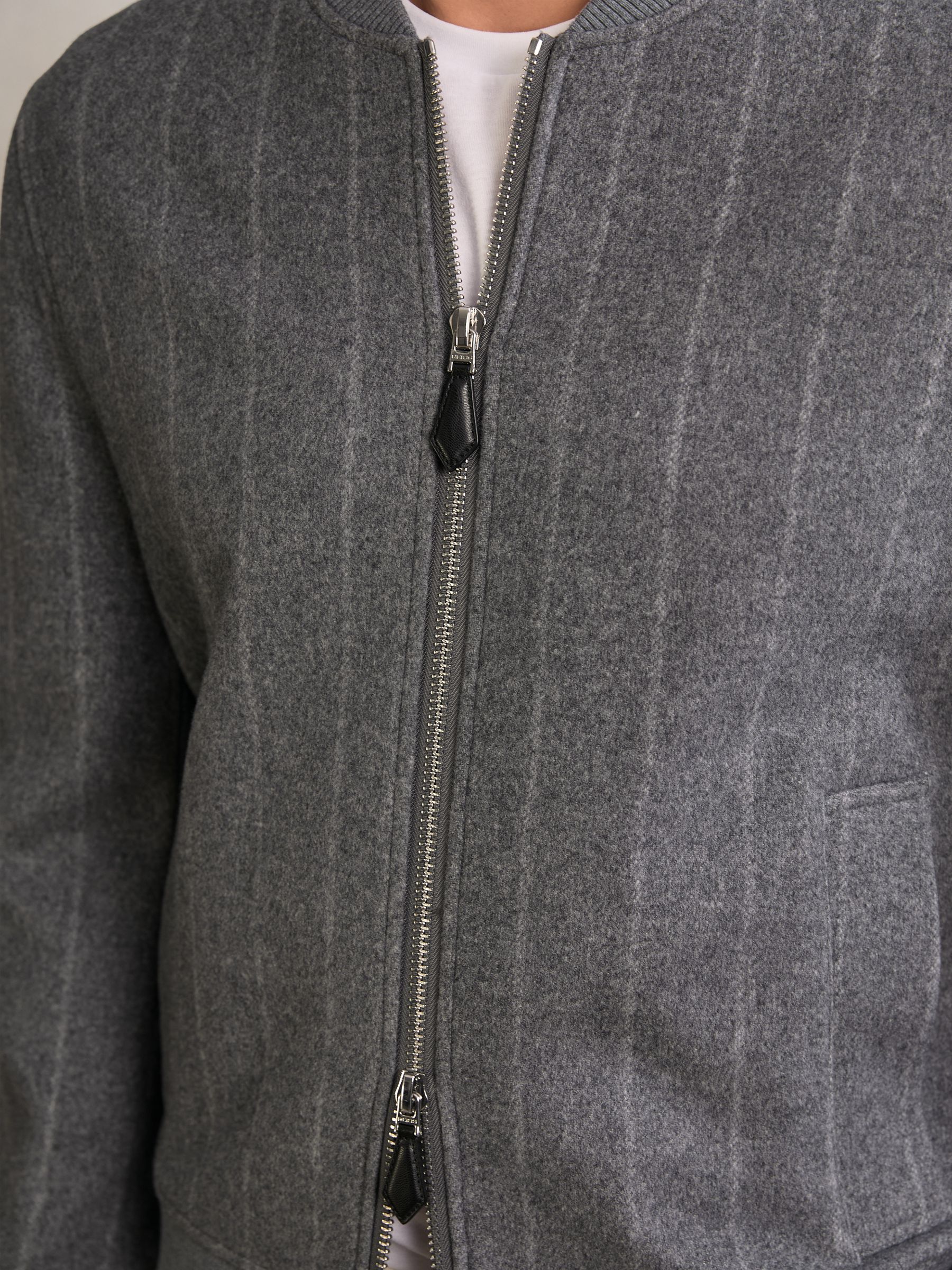 Wool-Blend Chalk-Stripe Bomber Jacket in Grey - Image 4 of 6