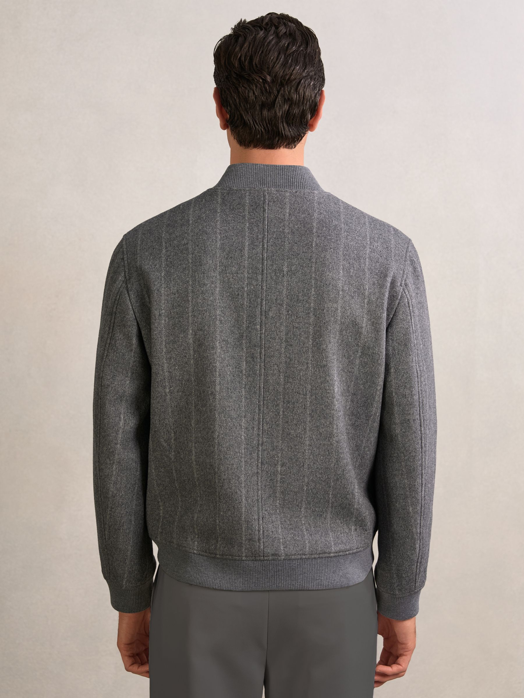 Wool-Blend Chalk-Stripe Bomber Jacket in Grey - Image 5 of 6