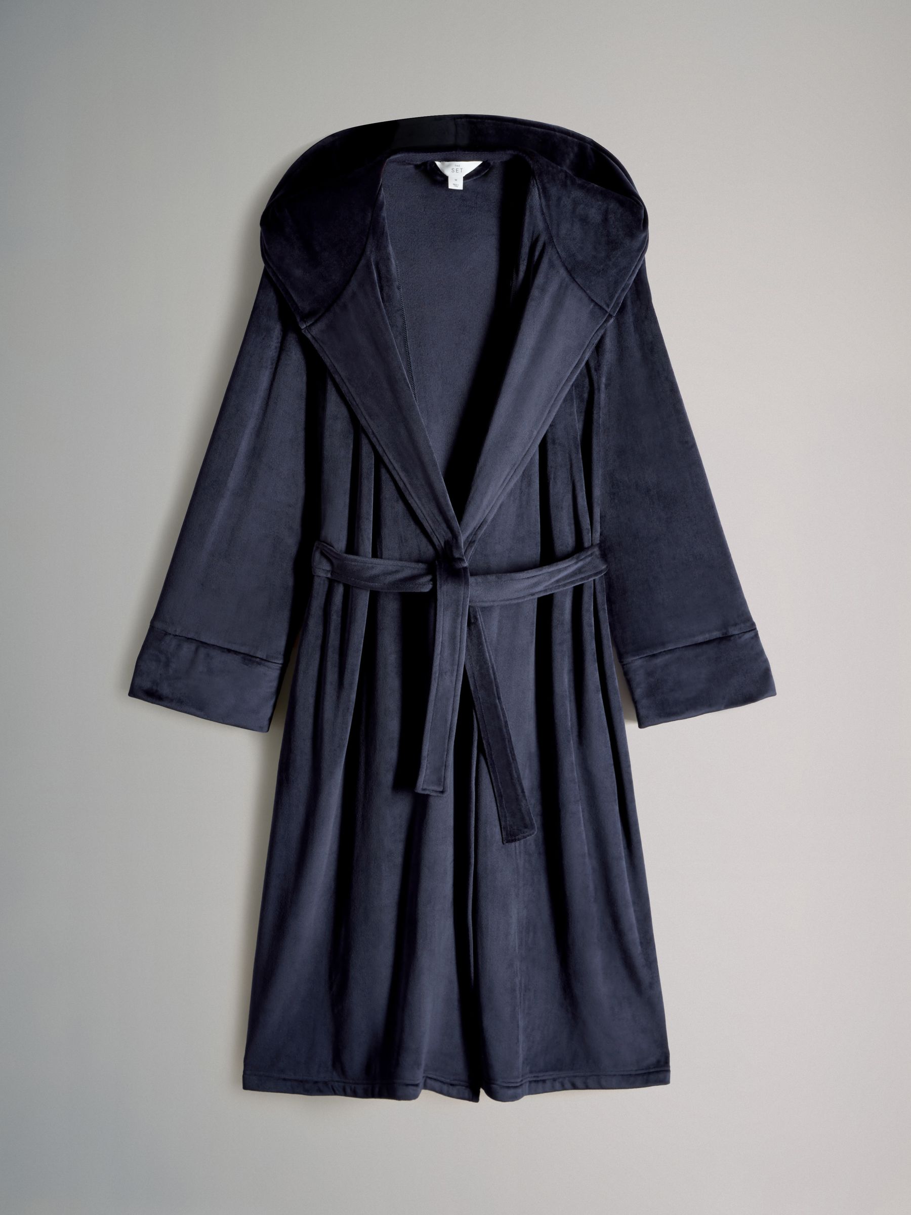 Navy Blue - 2 Pack Viscose Blend Dressing Gown and Button Through Long Pyjamas with Piping - Image 2 of 6 Navy Blue - 2 Pack Viscose Blend Dressing Gown and Button Through Long Pyjamas with Piping - Image 2 of 6
