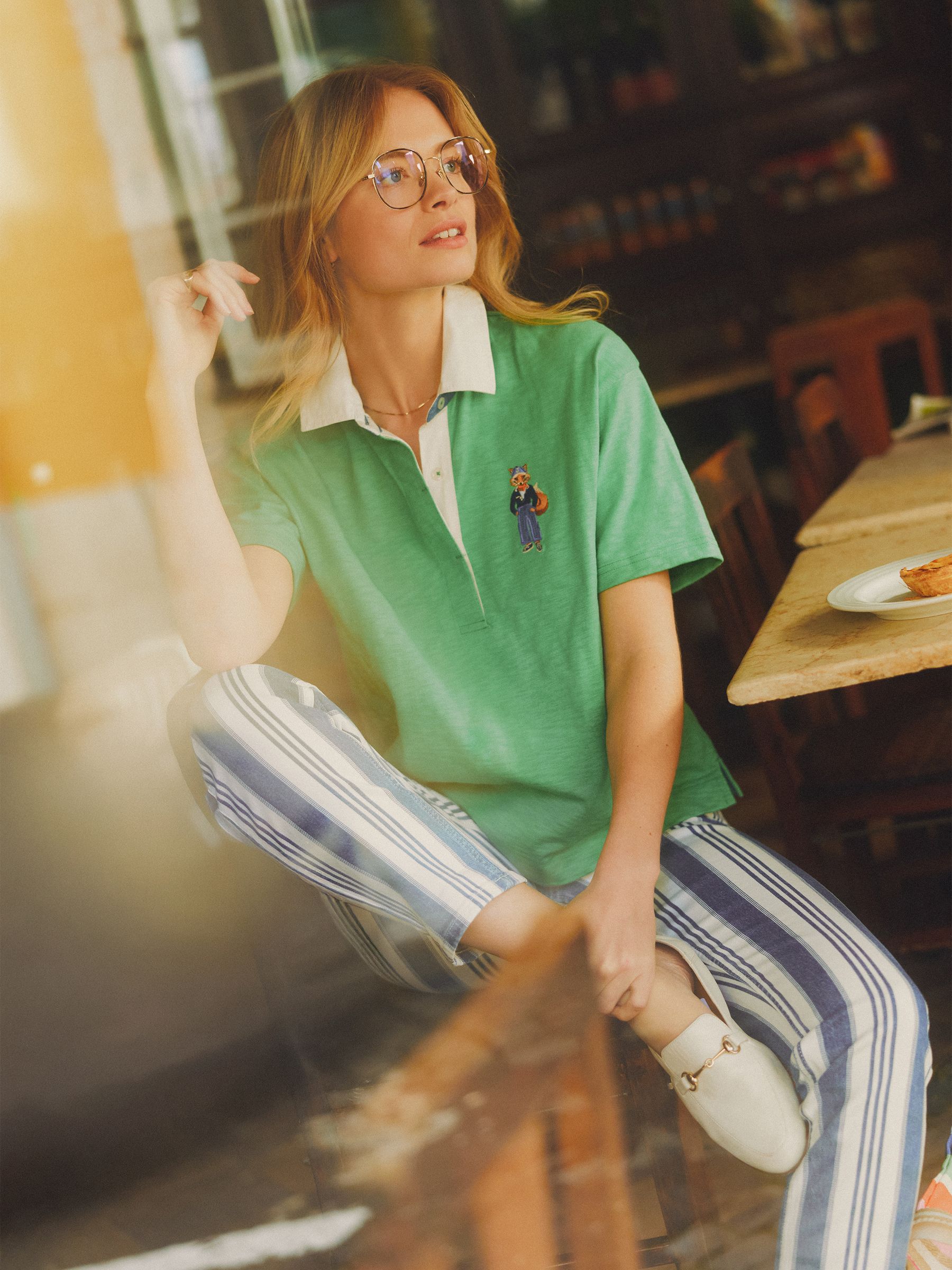 Green Jonty Fox Embroidered Short Sleeve Cotton Rugby Shirt - Image 2 of 10