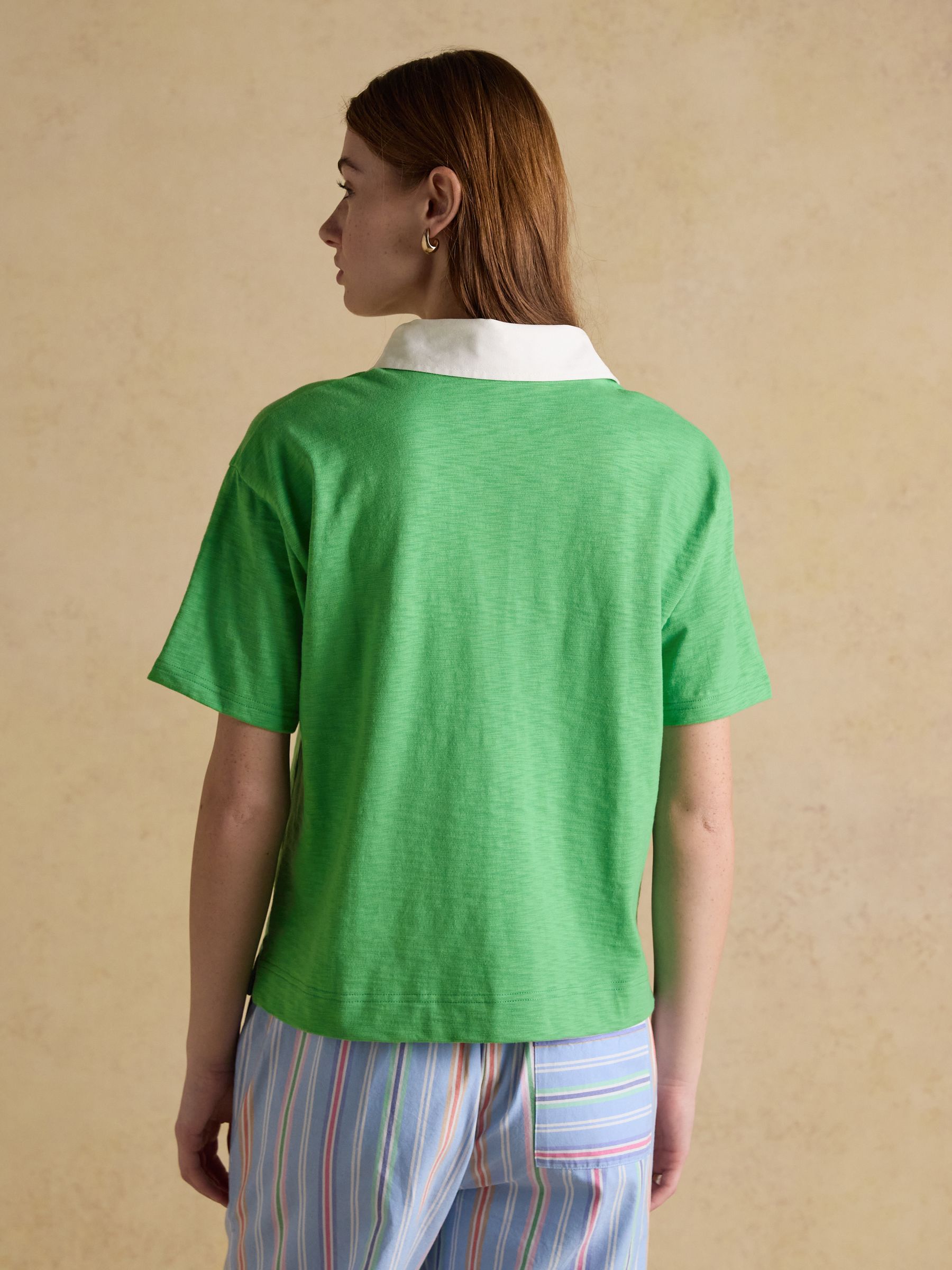 Green Jonty Fox Embroidered Short Sleeve Cotton Rugby Shirt - Image 4 of 10