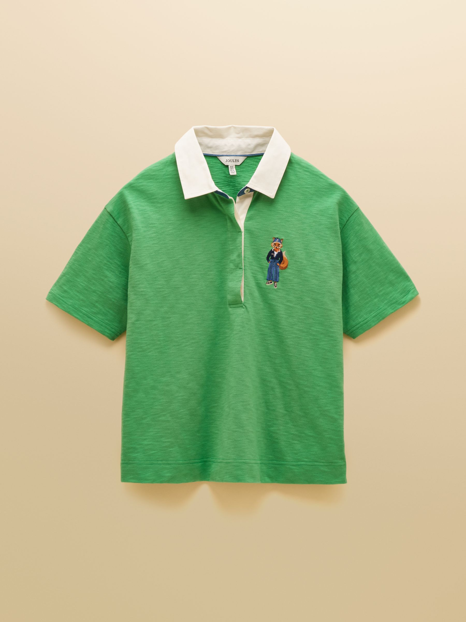 Green Jonty Fox Embroidered Short Sleeve Cotton Rugby Shirt - Image 8 of 8 Green Jonty Fox Embroidered Short Sleeve Cotton Rugby Shirt - Image 8 of 8