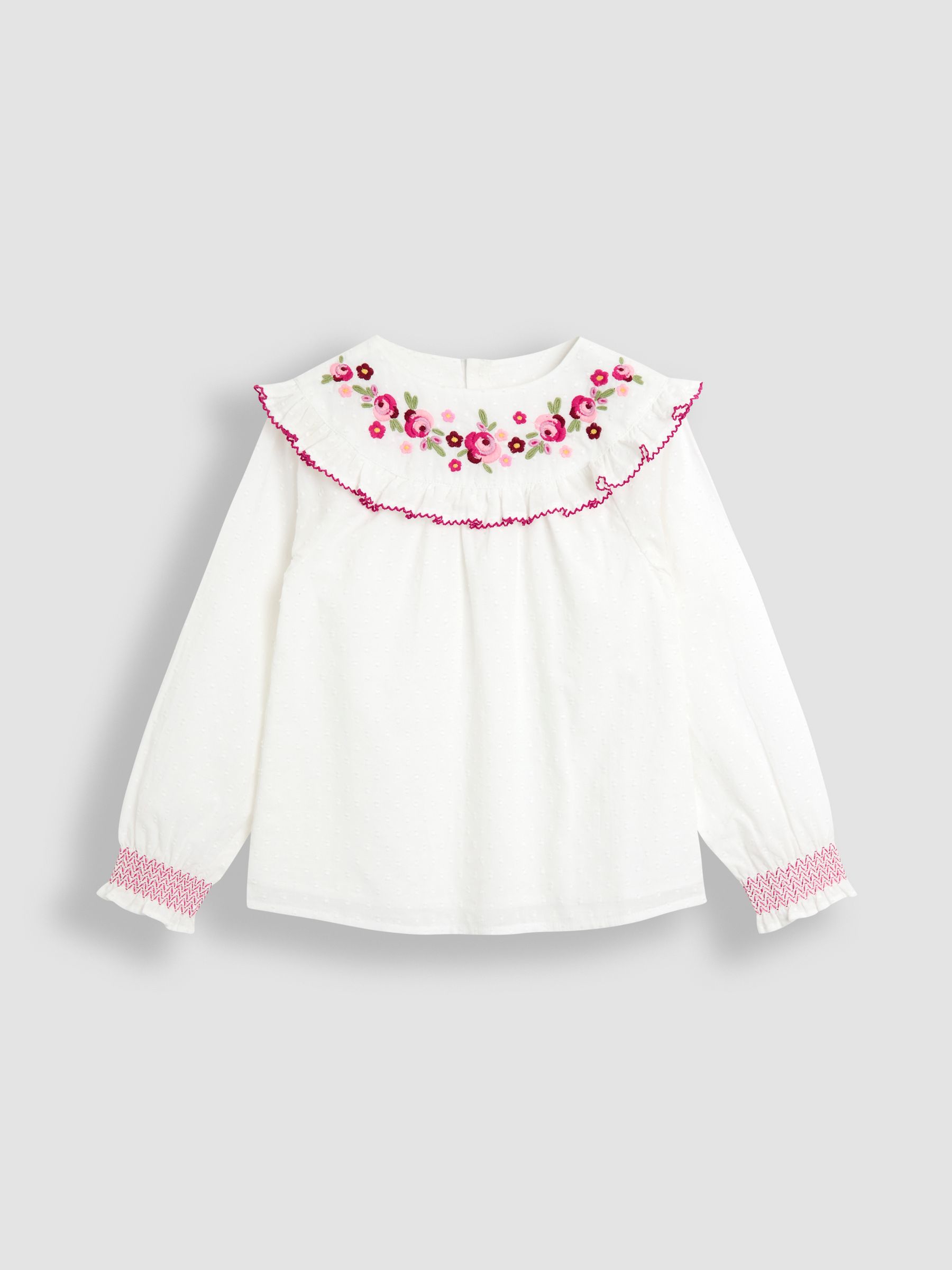 White Embroidered Blouse & Jeans Set - Image 2 of 9