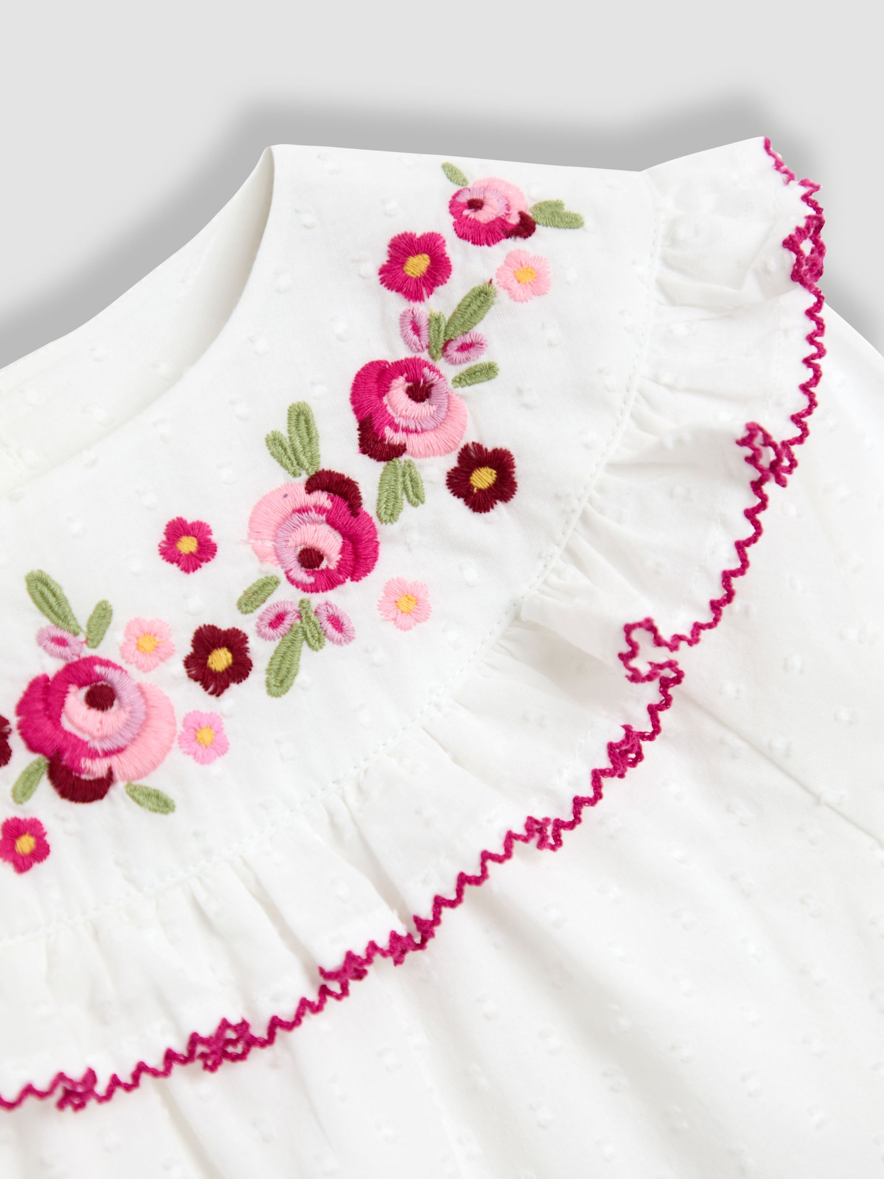 White Embroidered Blouse & Jeans Set - Image 8 of 9