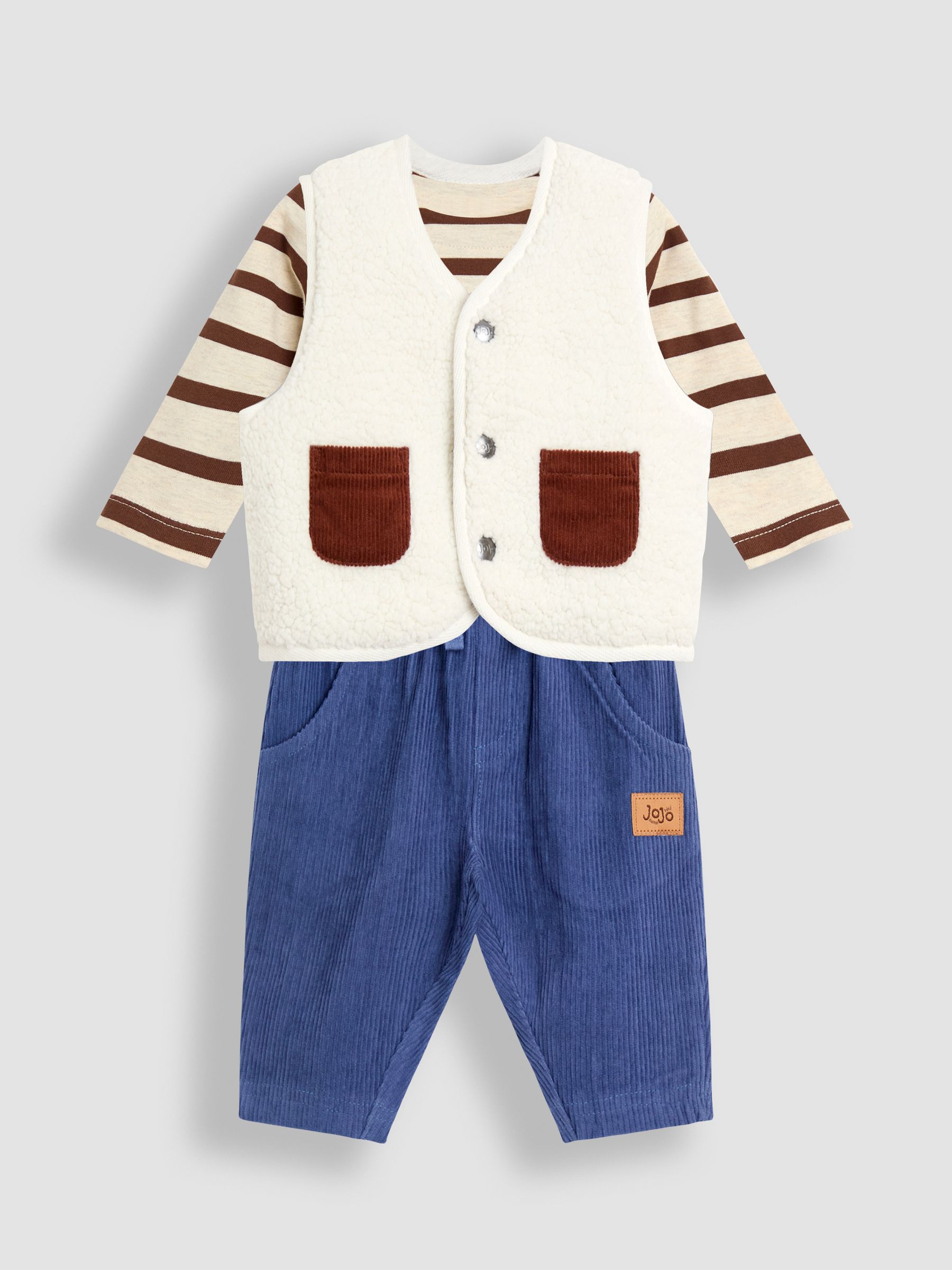 Brown 3-Piece Reversible Gilet Set - Image 6 of 13