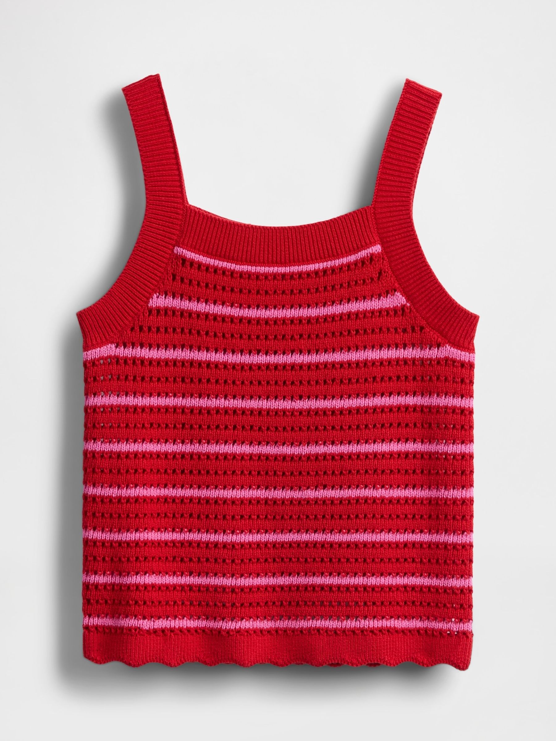 Red Striped Crochet Sleeveless Top (4-13yrs) - Image 4 of 5