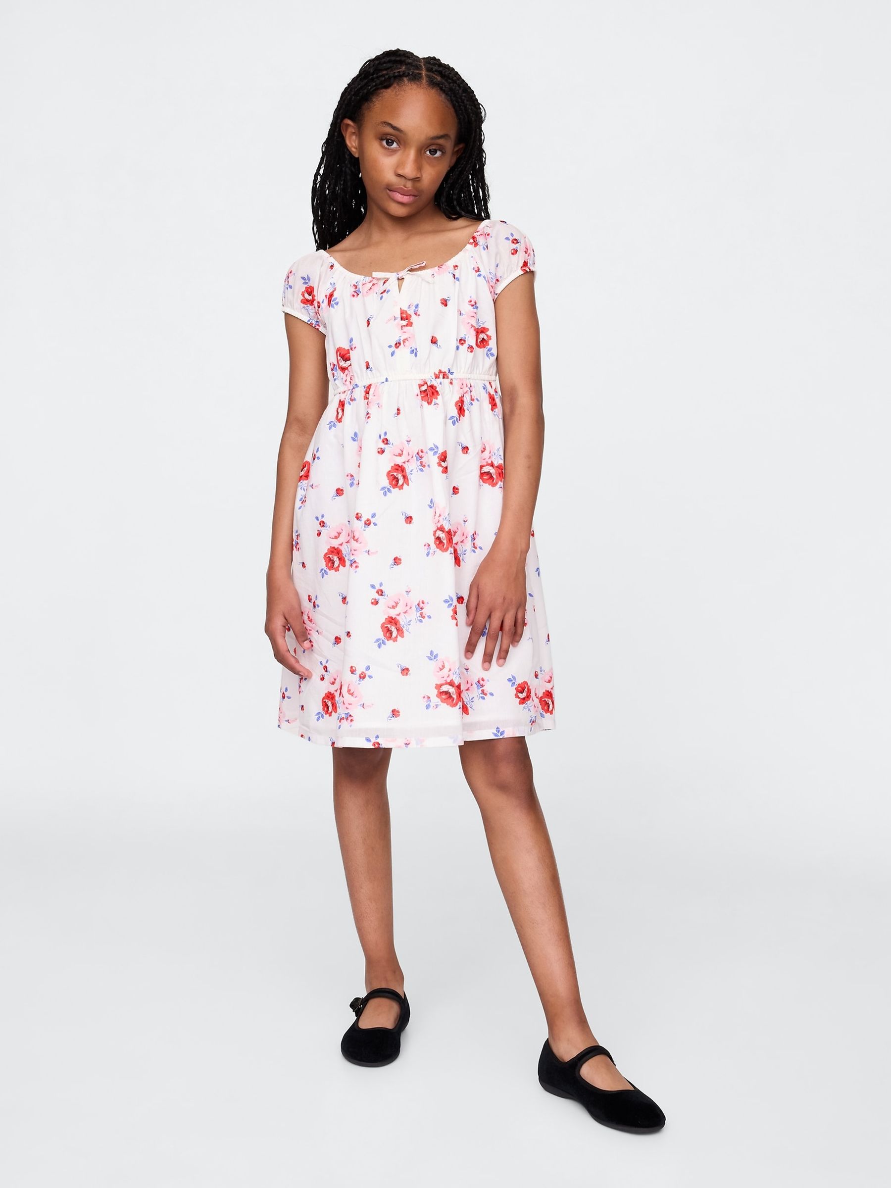 White Floral Cotton Babydoll Dress (4-13yrs) - Image 1 of 4