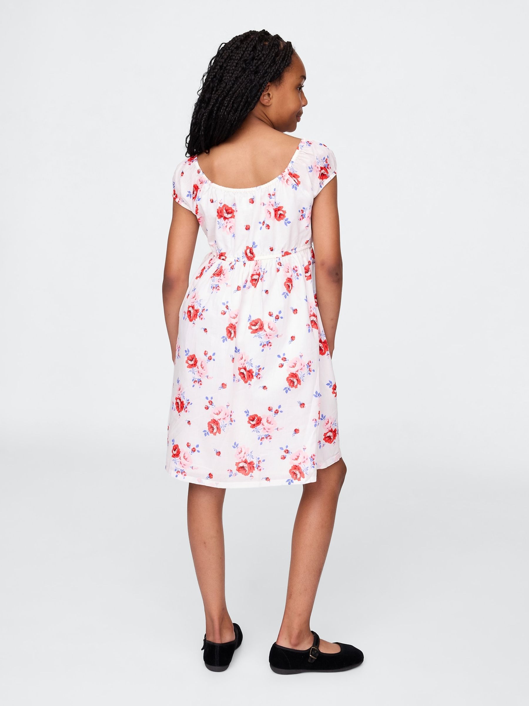 White Floral Cotton Babydoll Dress (4-13yrs) - Image 2 of 4