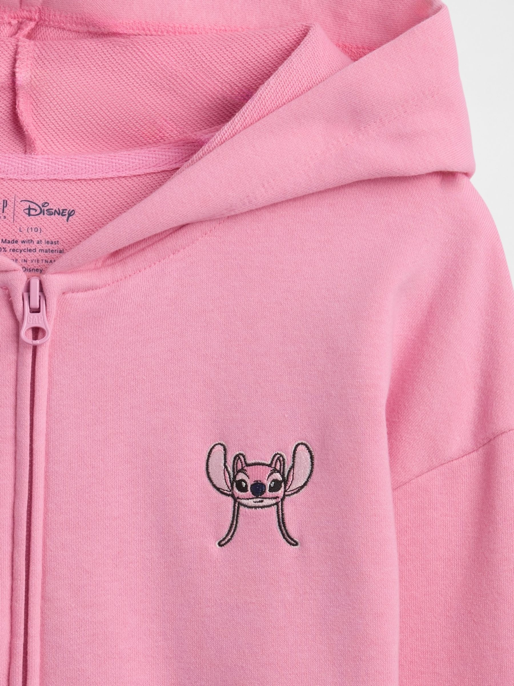 Pink Lilo and Stitch French Terry Cropped Zip Up Hoodie (4-13yrs) - Image 5 of 5