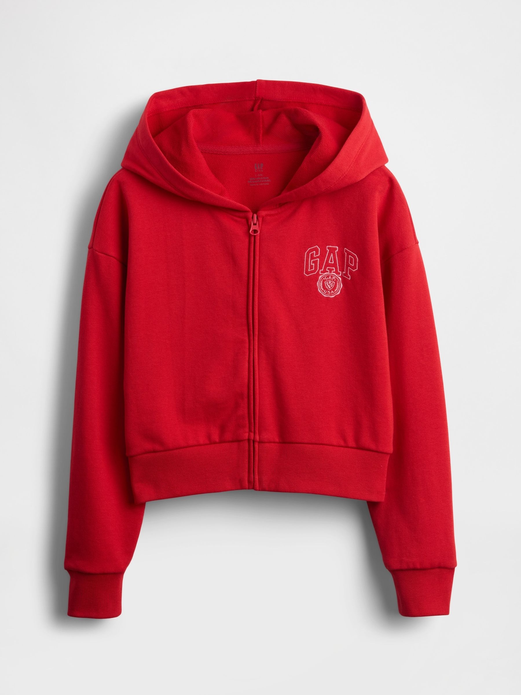 Red VintageSoft Cropped Logo Zip Hoodie (4-13yrs) - Image 4 of 5