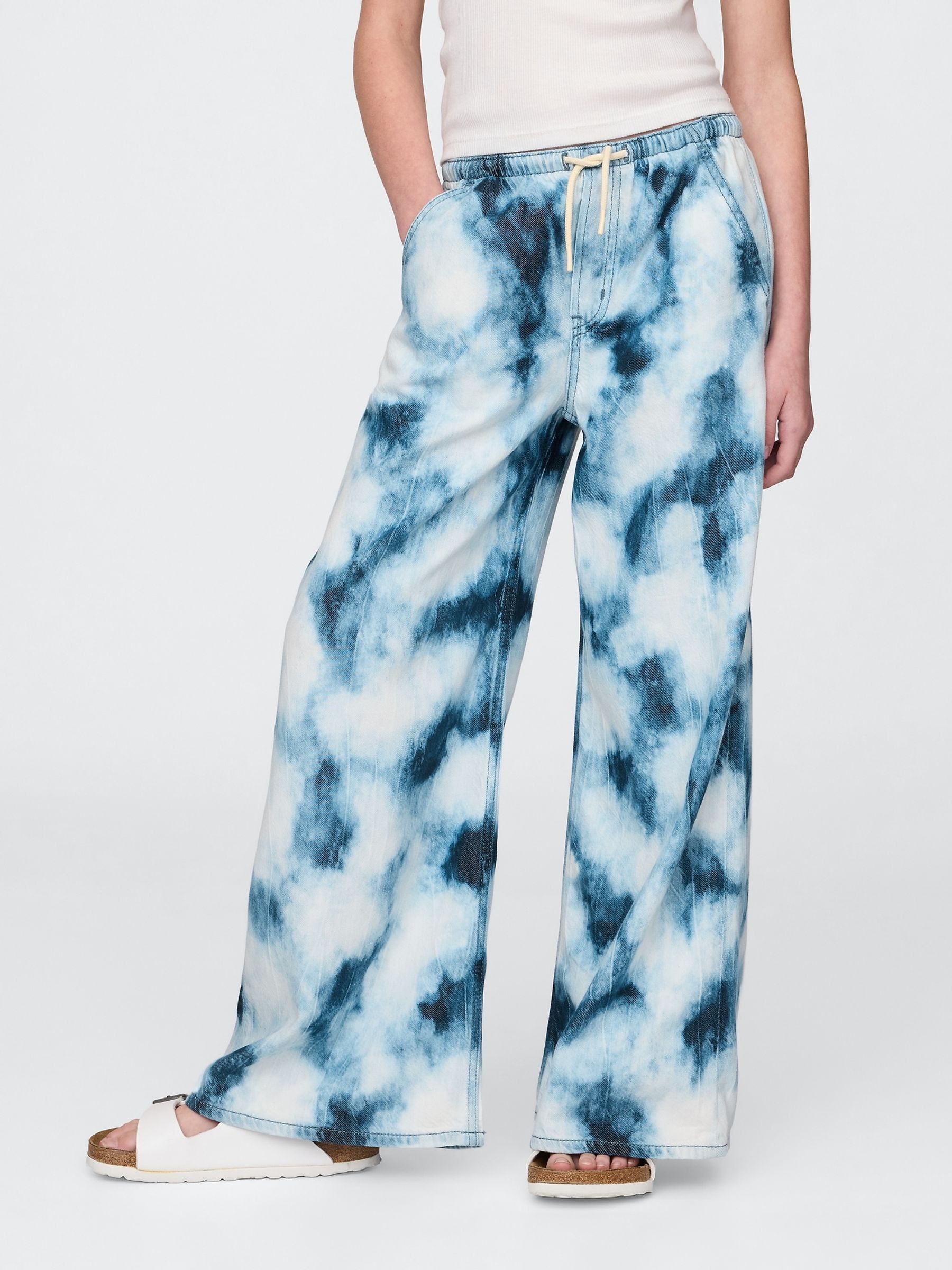 Blue Tie-Dye UltraSoft Denim Tie-Dye Easy Baggy Trousers - Image 2 of 5
