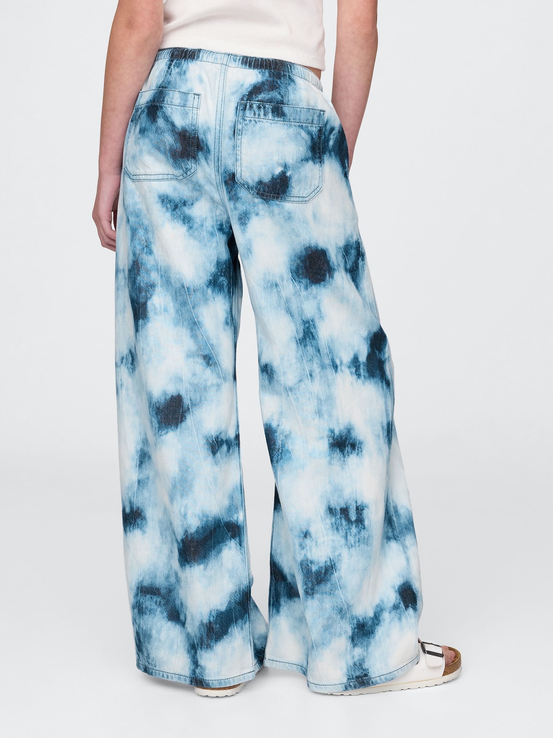 Blue Tie-Dye UltraSoft Denim Tie-Dye Easy Baggy Trousers - Image 3 of 5