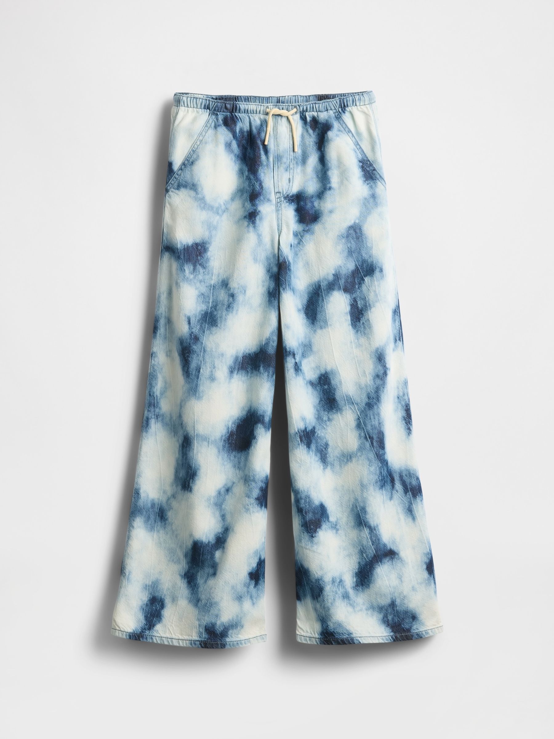 Blue Tie-Dye UltraSoft Denim Tie-Dye Easy Baggy Trousers | Gap