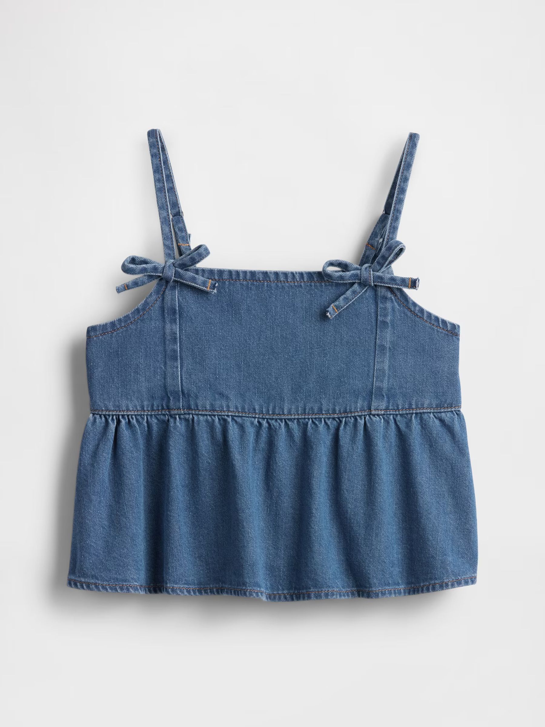 Blue Denim Bow-Strap Peplum Top (4-13yrs) - Image 5 of 5
