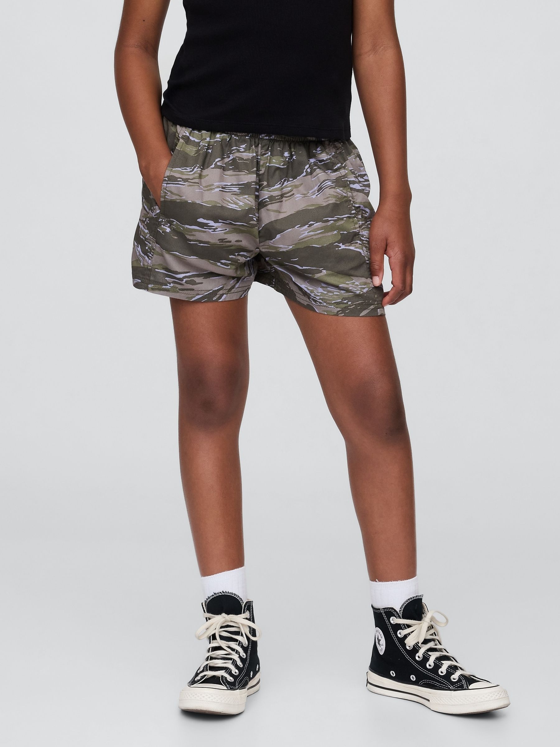 Green Camo Poplin Easy Shorts (4-13yrs) - Image 1 of 5