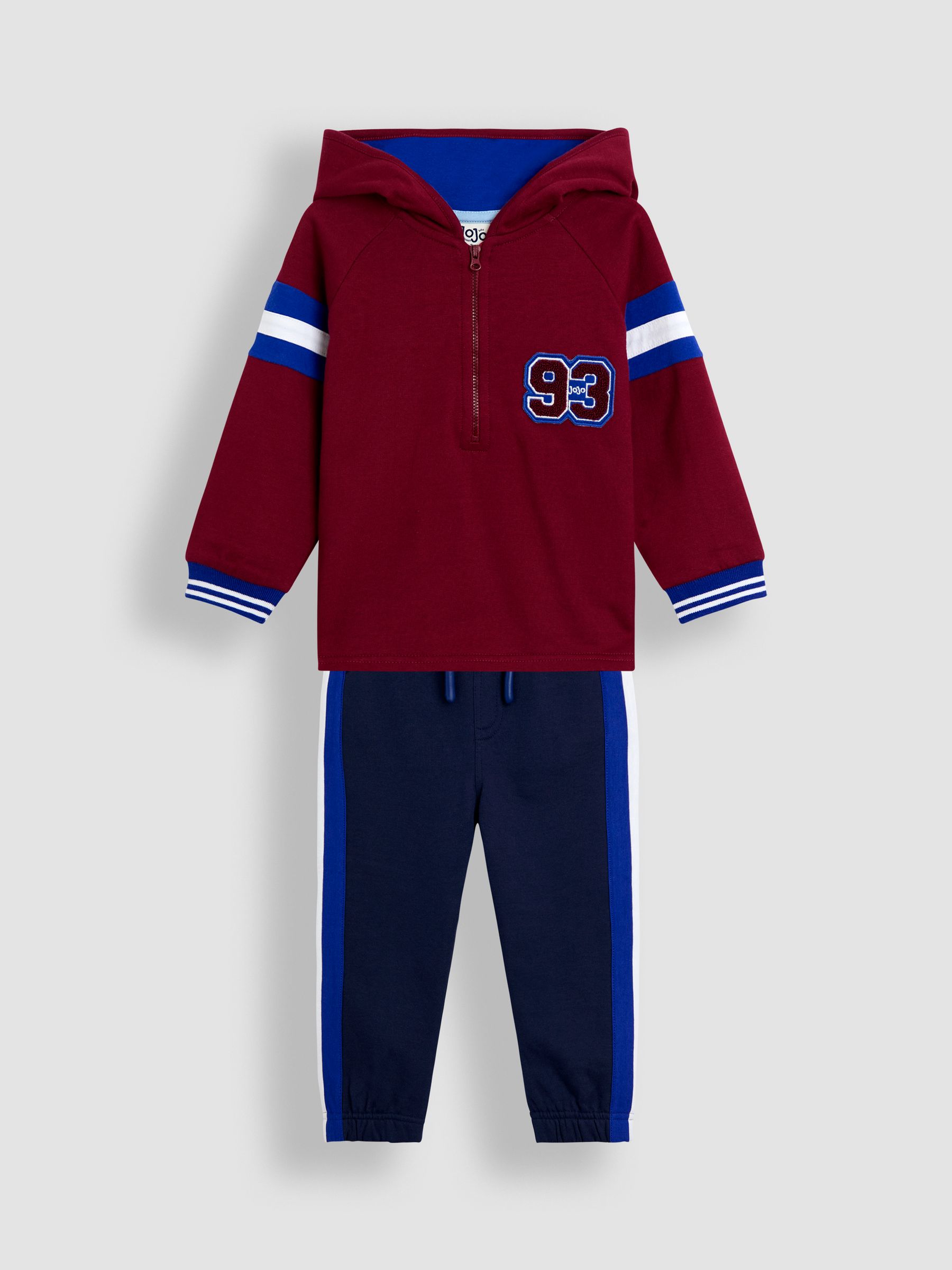 Burgundy Red Varsity 2-Piece Hooded Half Zip & Joggers Set - Image 1 of 7