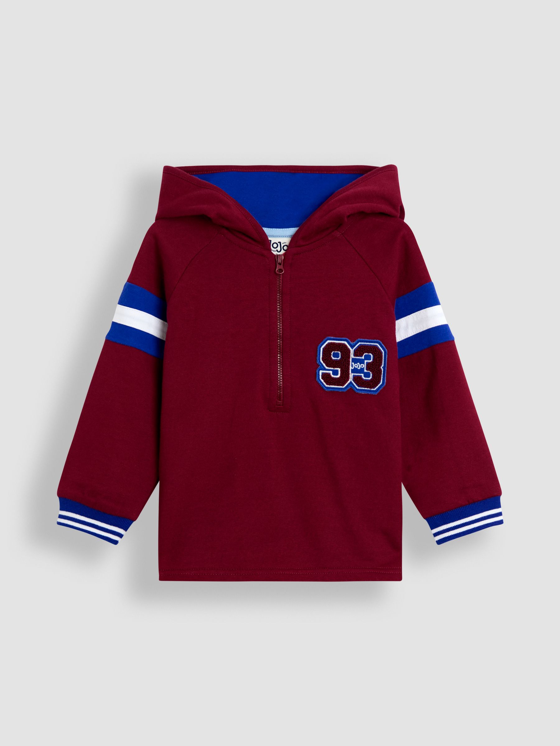 Burgundy Red Varsity 2-Piece Hooded Half Zip & Joggers Set - Image 2 of 7