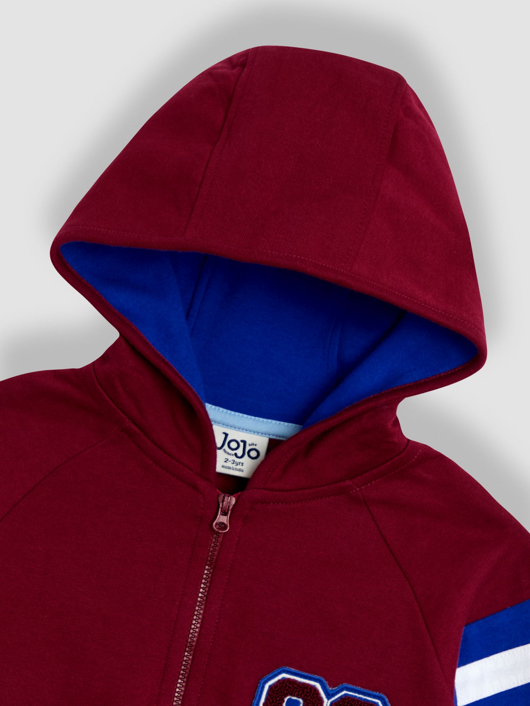 Burgundy Red Varsity 2-Piece Hooded Half Zip & Joggers Set - Image 6 of 7