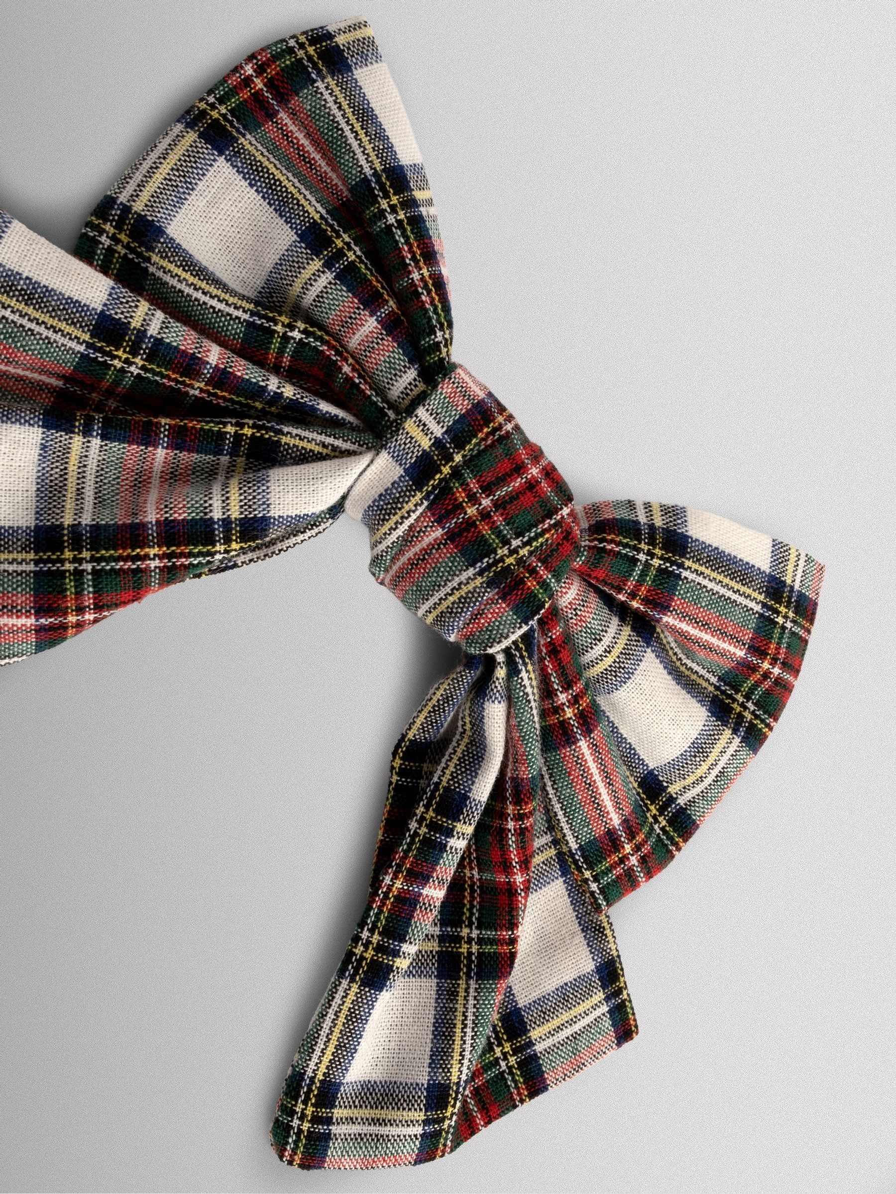 Cream Check Large Tartan Bow - Image 3 of 4