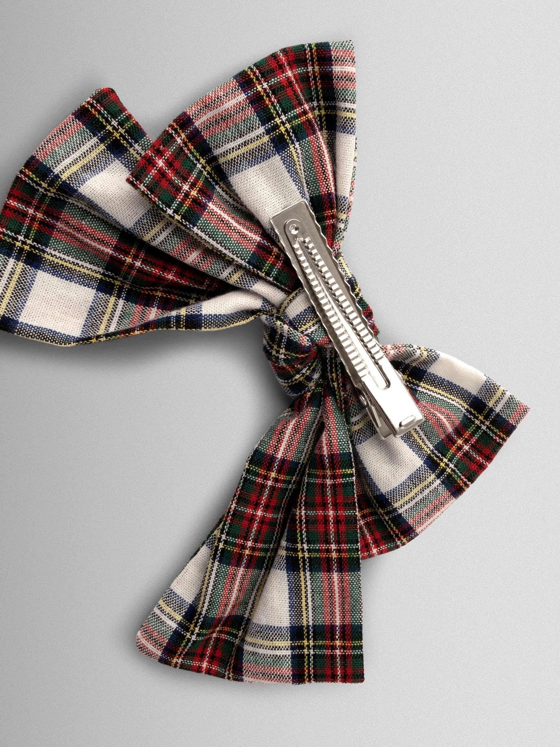 Cream Check Large Tartan Bow - Image 4 of 4