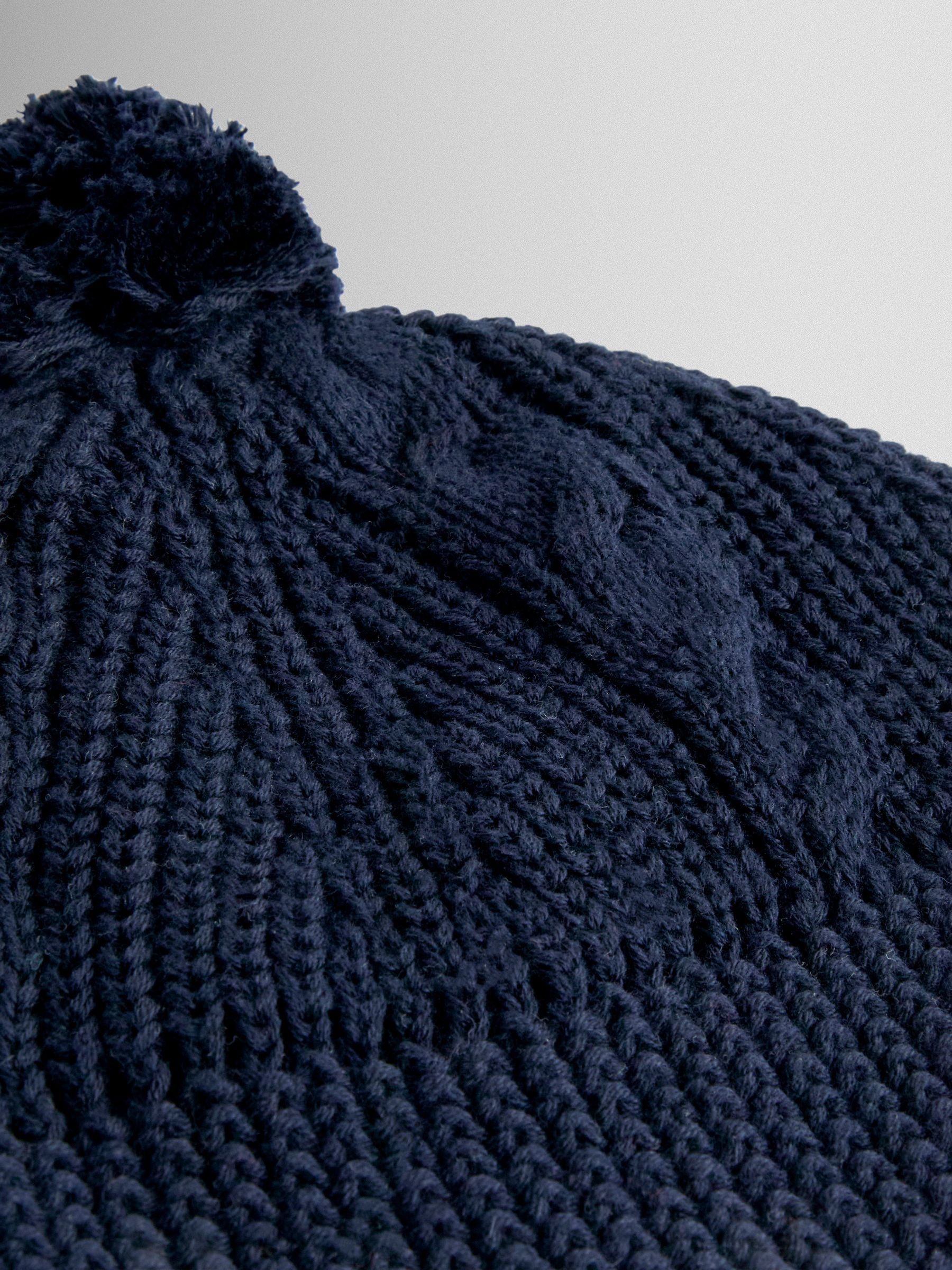 Navy Cosy Pom Pom Rib Hat - Image 2 of 3